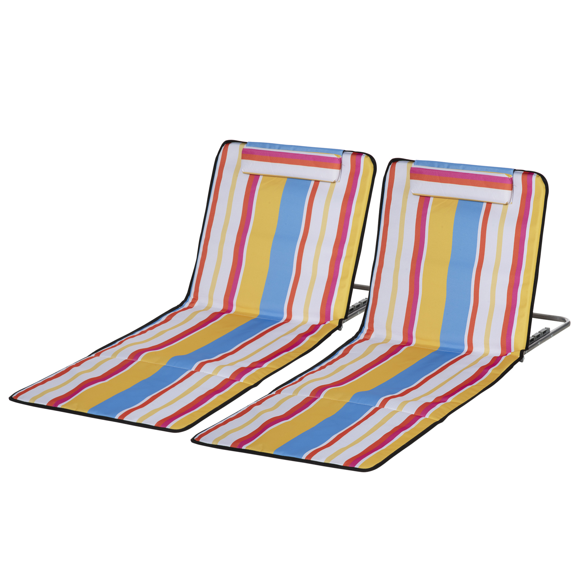 2er-Set Strandmatte, verstellbar, faltbar, 124L x 53B x 37-50H cm, Mehrfarbig