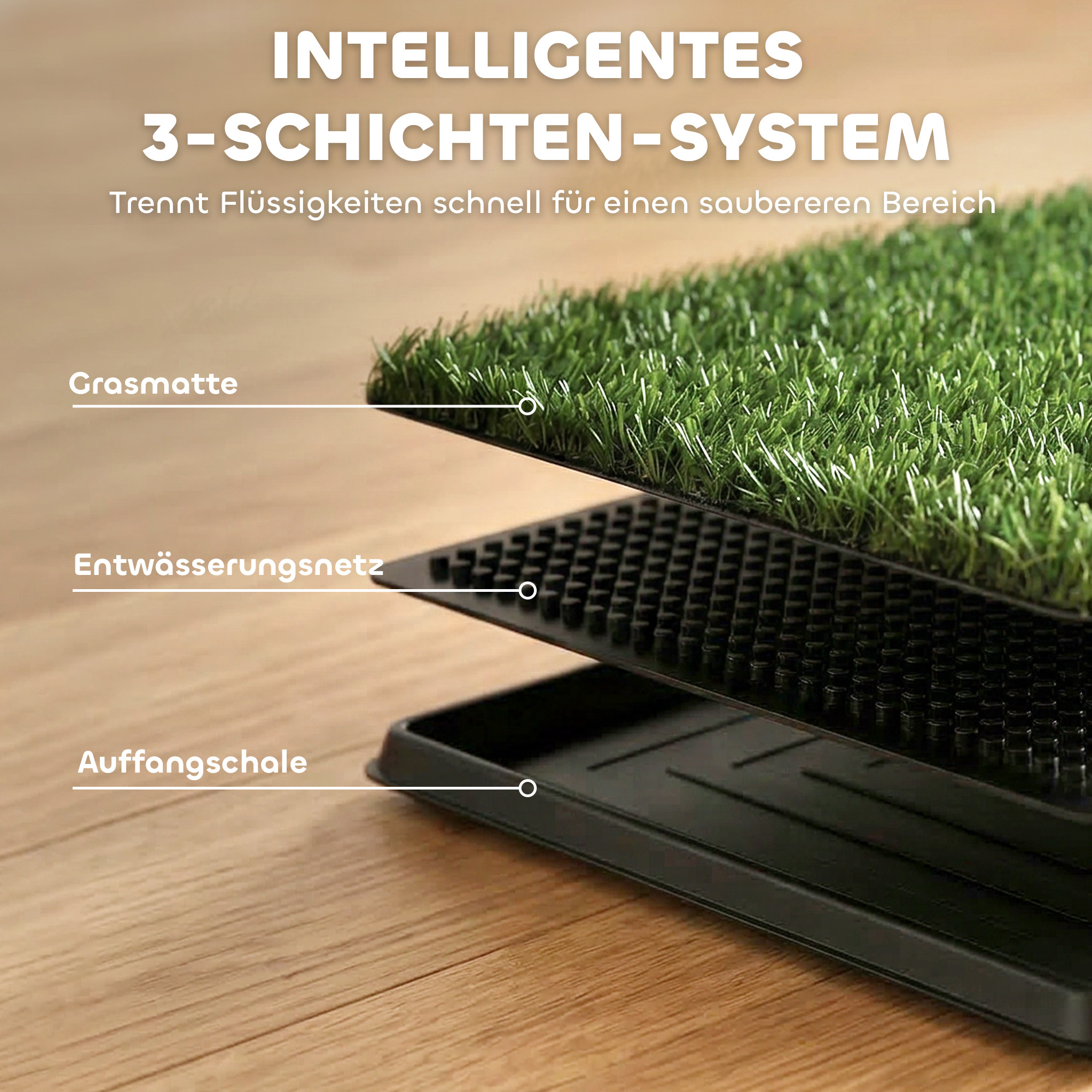 Hundetoilette 63 x 50,5 cm Hundeklo mit 2 Kunstrasen waschbar Welpentoilette für Hunde für Balkon Zuhause Schwarz+Grün