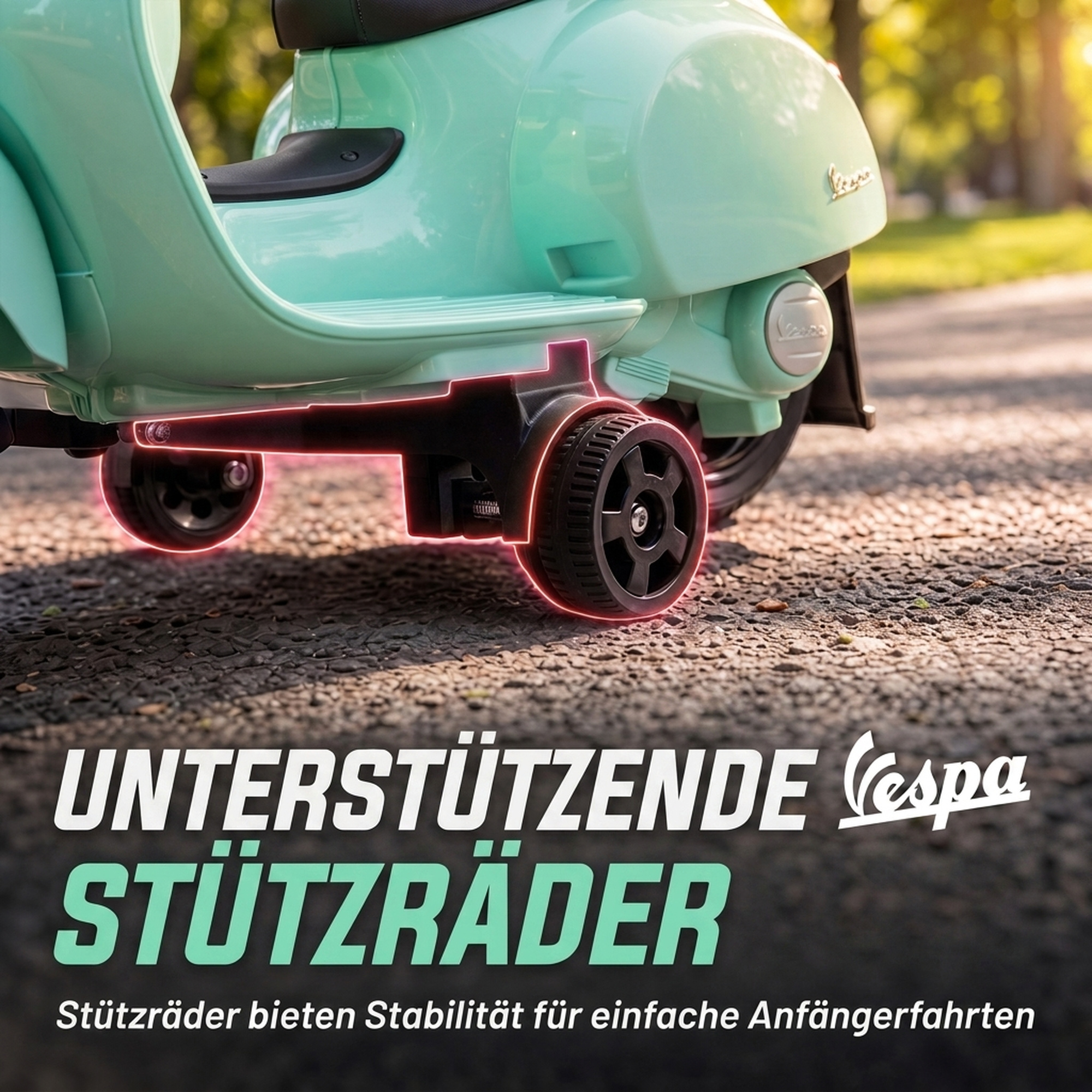 Elektro Motorrad Kinder Mini Vespa GTS 6V Elektromotorrad mit Lithium-Akku Ergonomischer Sitz Rückenlehne 1,5-3 Jahren