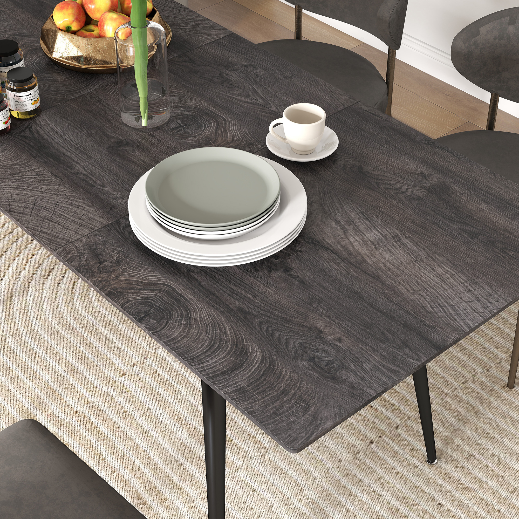 Ausziehbarer Esstisch, Erweiterbarer Tisch für 6-8 Personen, Küchentisch mit soliden Stahlbeinen