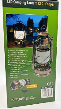 LED Camping Laterne "CT-CL Copper" / ØxH 12x23,5cm, 4x AA, warmweiß, dimmbar