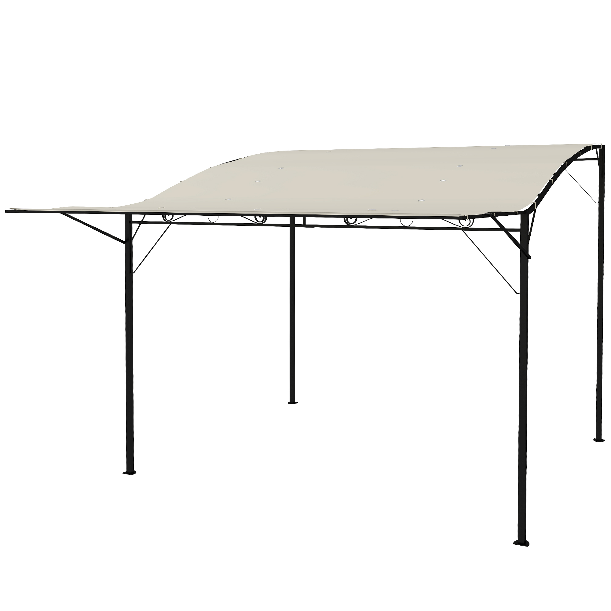 Pavillon mit klappbarer Dacherweiterung wetterfest 3 x 2,5 m Cremeweiß