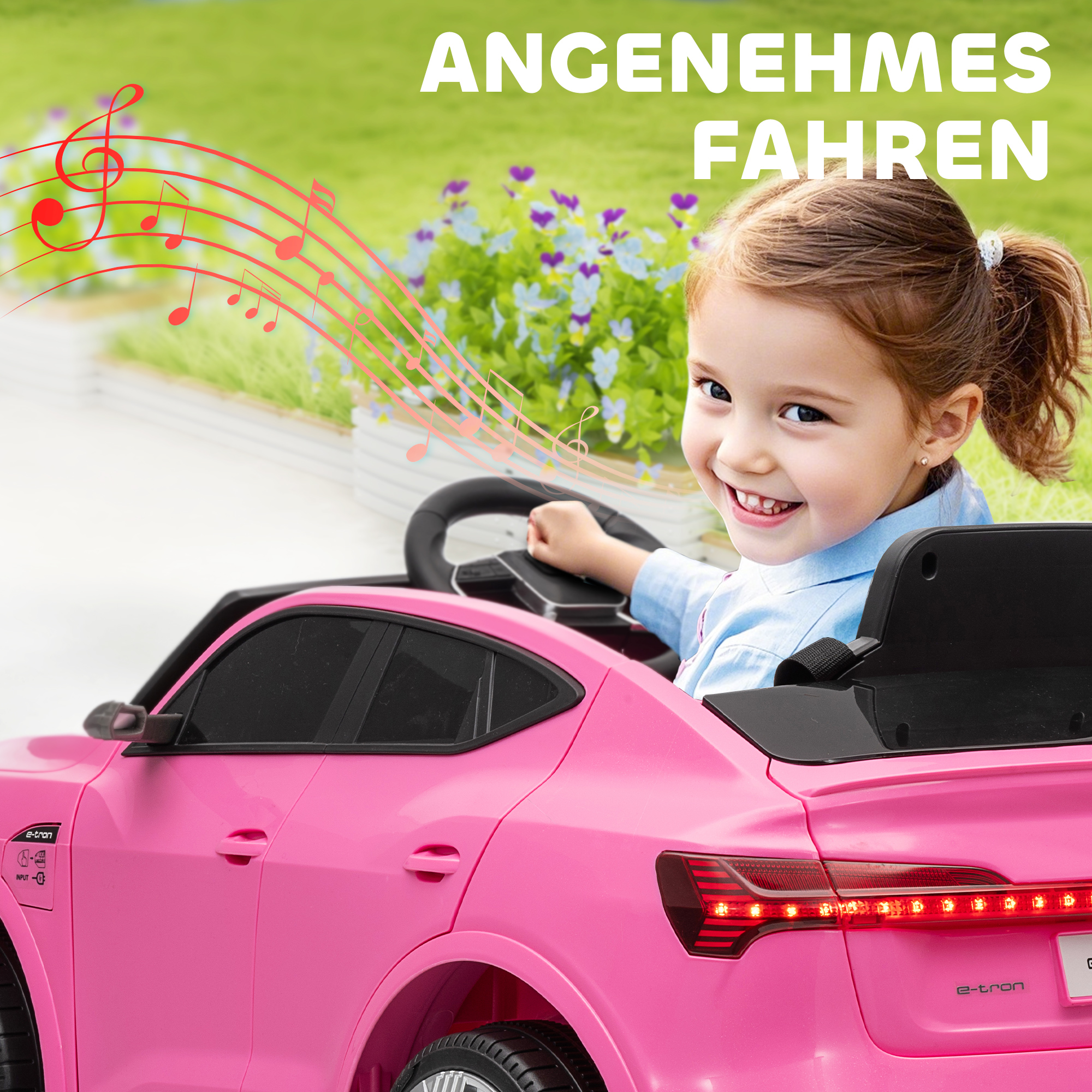 Elektro Kinderauto 12V Elektrofahrzeug Audi E-tron Elektroauto mit Fernbedienung, Sicherheitsgurt, für 3-5 Jahre