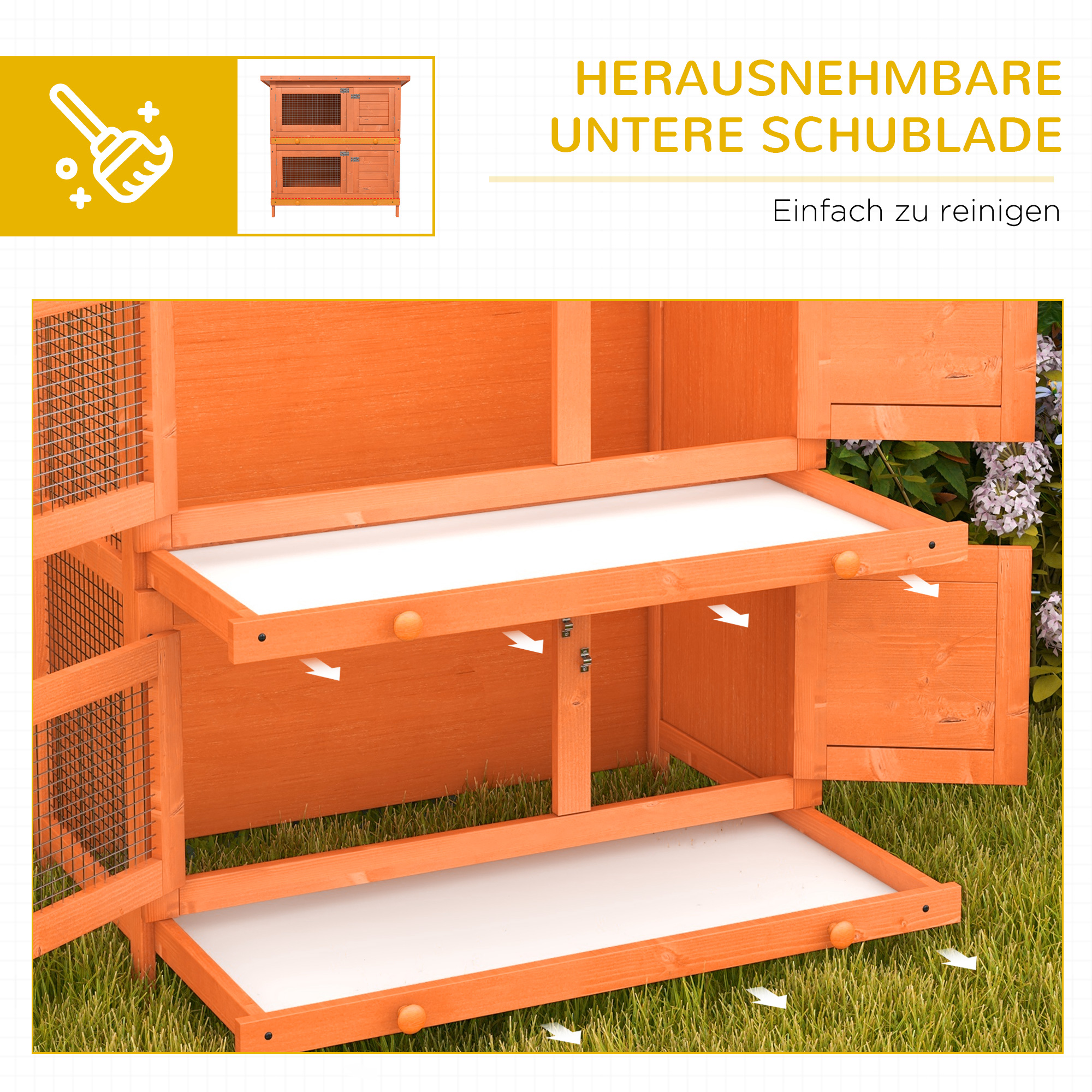 Kleintierstall 2 Ebenen wetterbeständig Tannenholz Grün + Natur