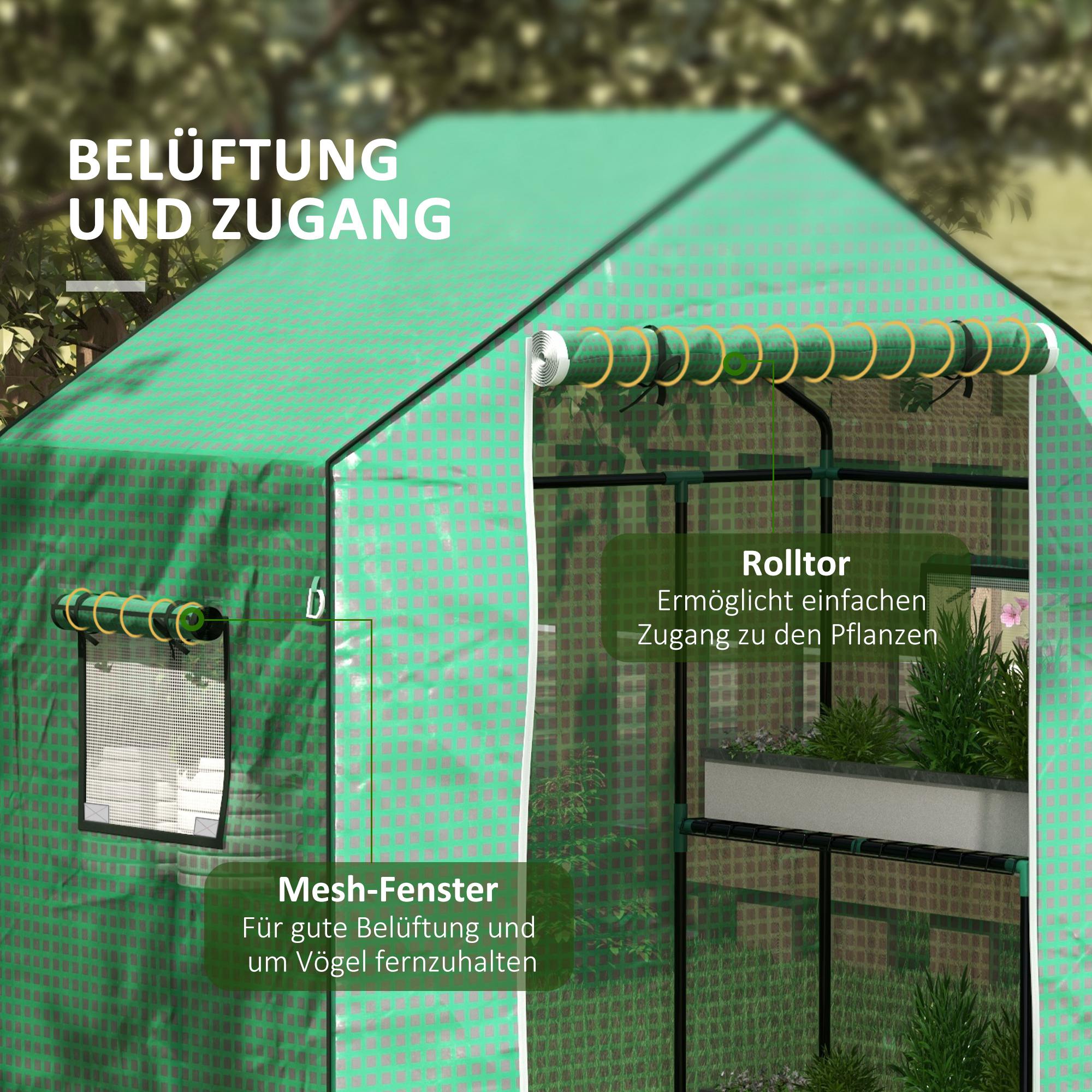 Ersatzfolie für Gewächshaus, Ersatzabdeckung mit UV-Schutz, Rolltür, Seitenfenster, 140 x 73 x 190 cm, Grün