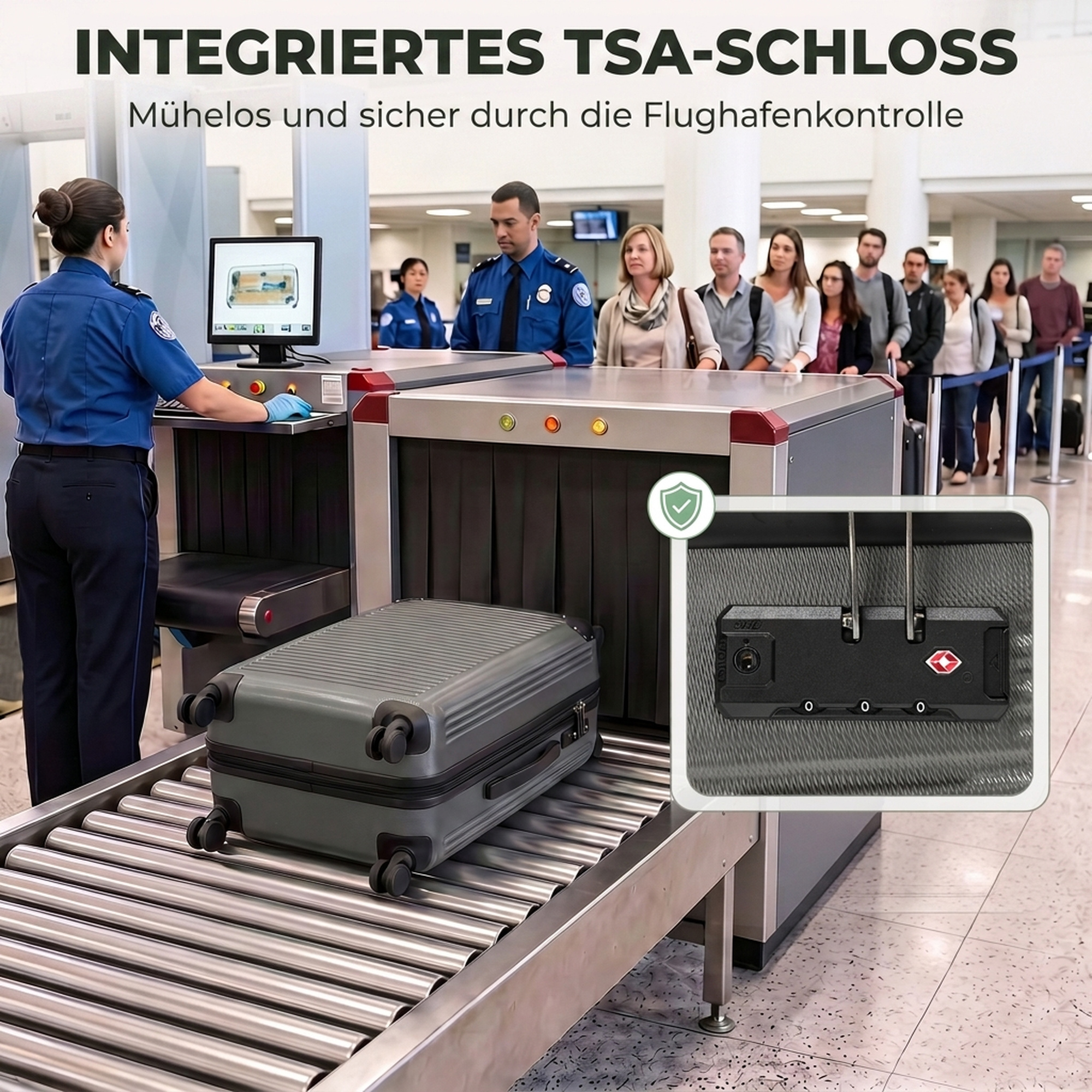 Handgepäck Koffer Hartschalen Reisekoffer mit 4 Rollen 56 cm Dunkelgrau