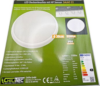 LED Deckenleuchte "SALAO 22 NW" IP54, 22W, 2200lm, 4000K, HF Bewegungsmelder