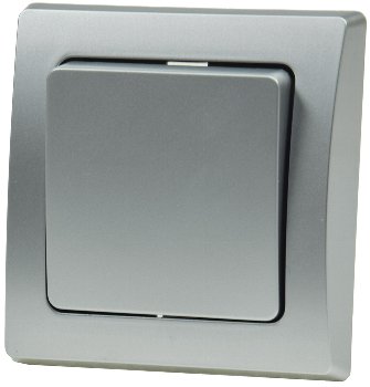 DELPHI Wechsel-Schalter, UP, silber, 250V~/ 10A, inkl. Rahmen, Steckanschluss