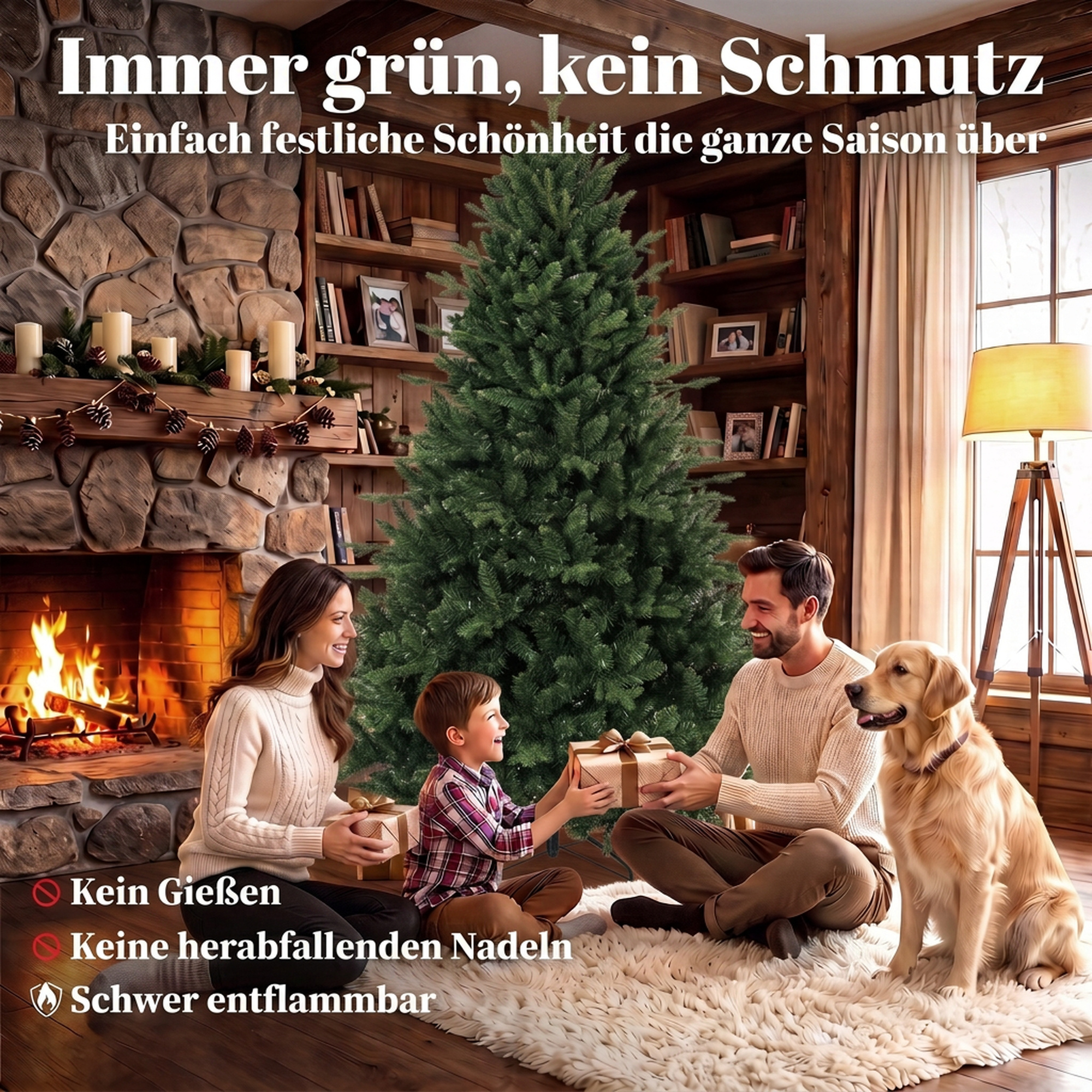 künstlicher Weihnachtsbaum wie echt Spritzguss Tannenbaum mit 1237 Spitzen und Metallständer 180 cm Grün