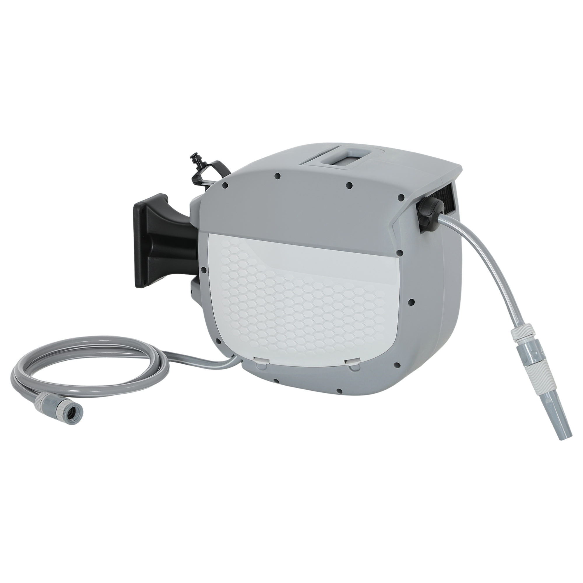 Schlauchtrommel mit Gartenschlauch 20 m, 180° schwenkbar Schlauchbox mit automatische Aufrollung Selbstverriegelung