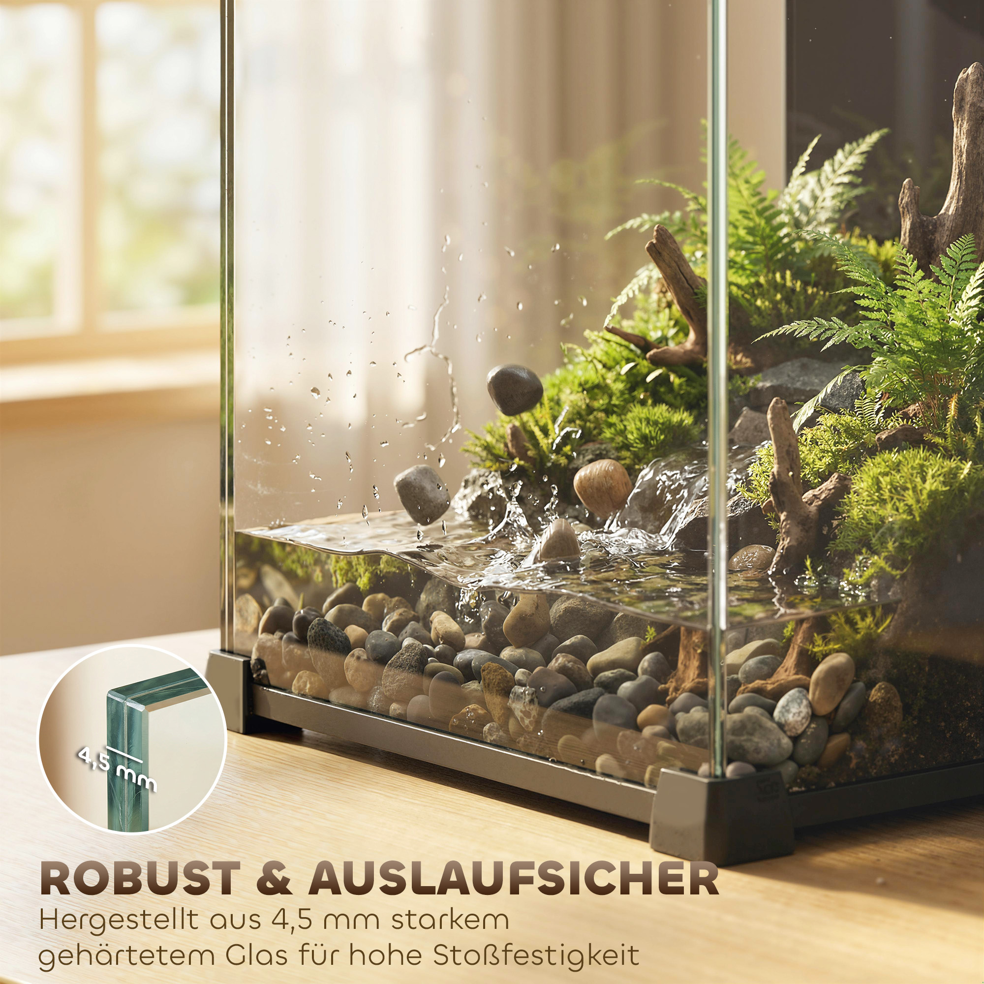 Aquarium Komplettset 36L Nano Aquarium mit LED-Beleuchtung Filtersystem Pumpe Zirkulation 30 x 30 x 45,5 cm Schwarz