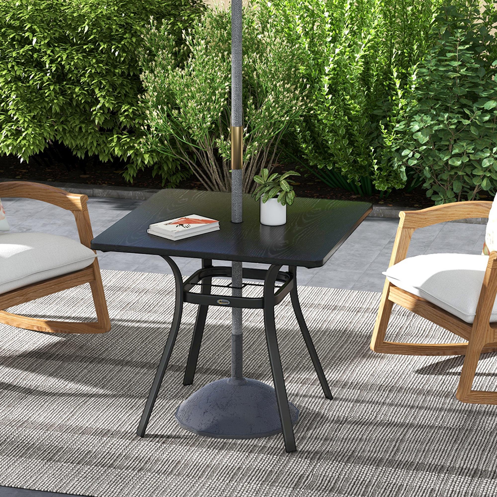 Outdoor Tisch für 4 Personen, Stahlgestell, 80L x 80B x 72H cm, Schwarz