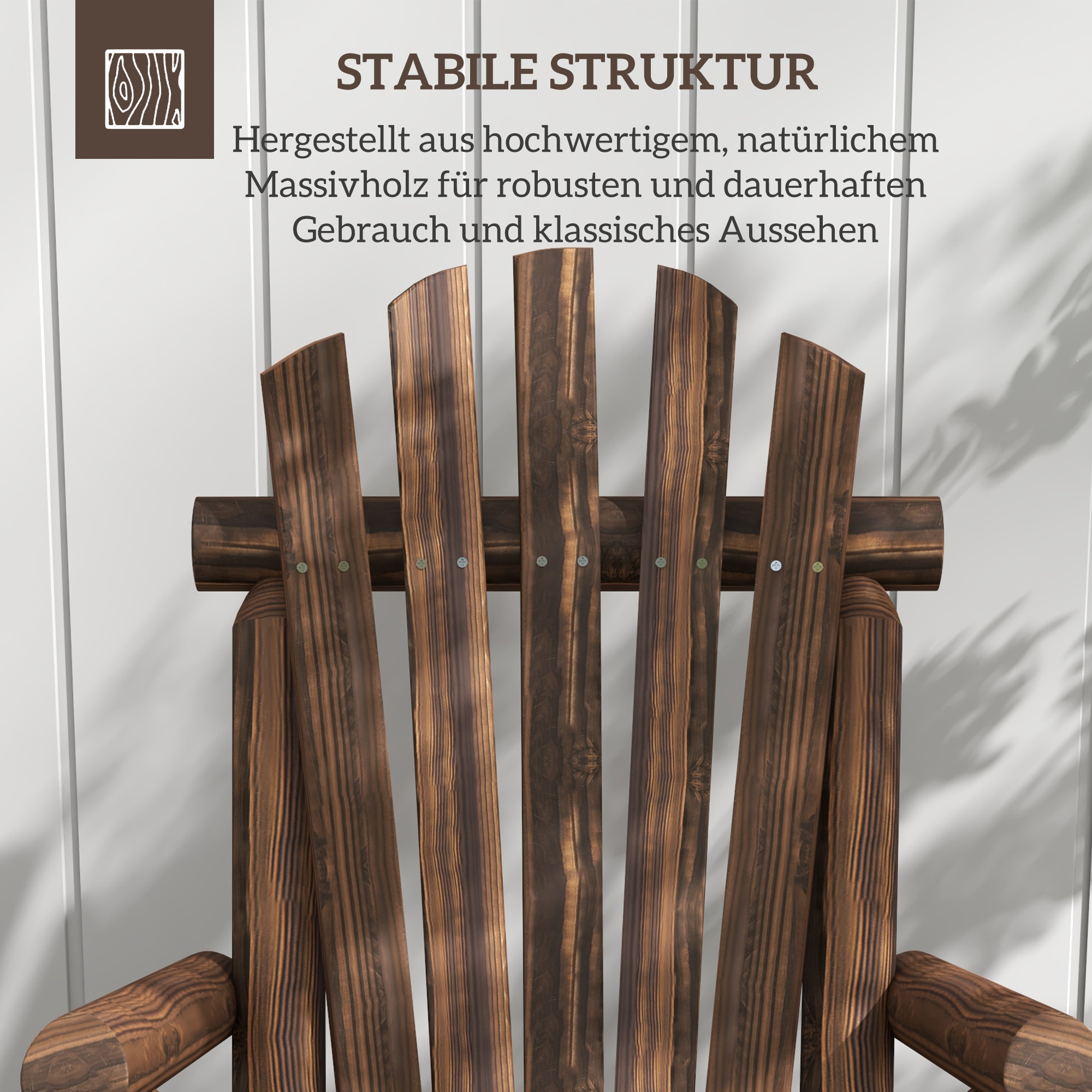 Gartenstuhl, Outdoor Hochlehner, bis 113 kg, wetterfest, Verkohlt