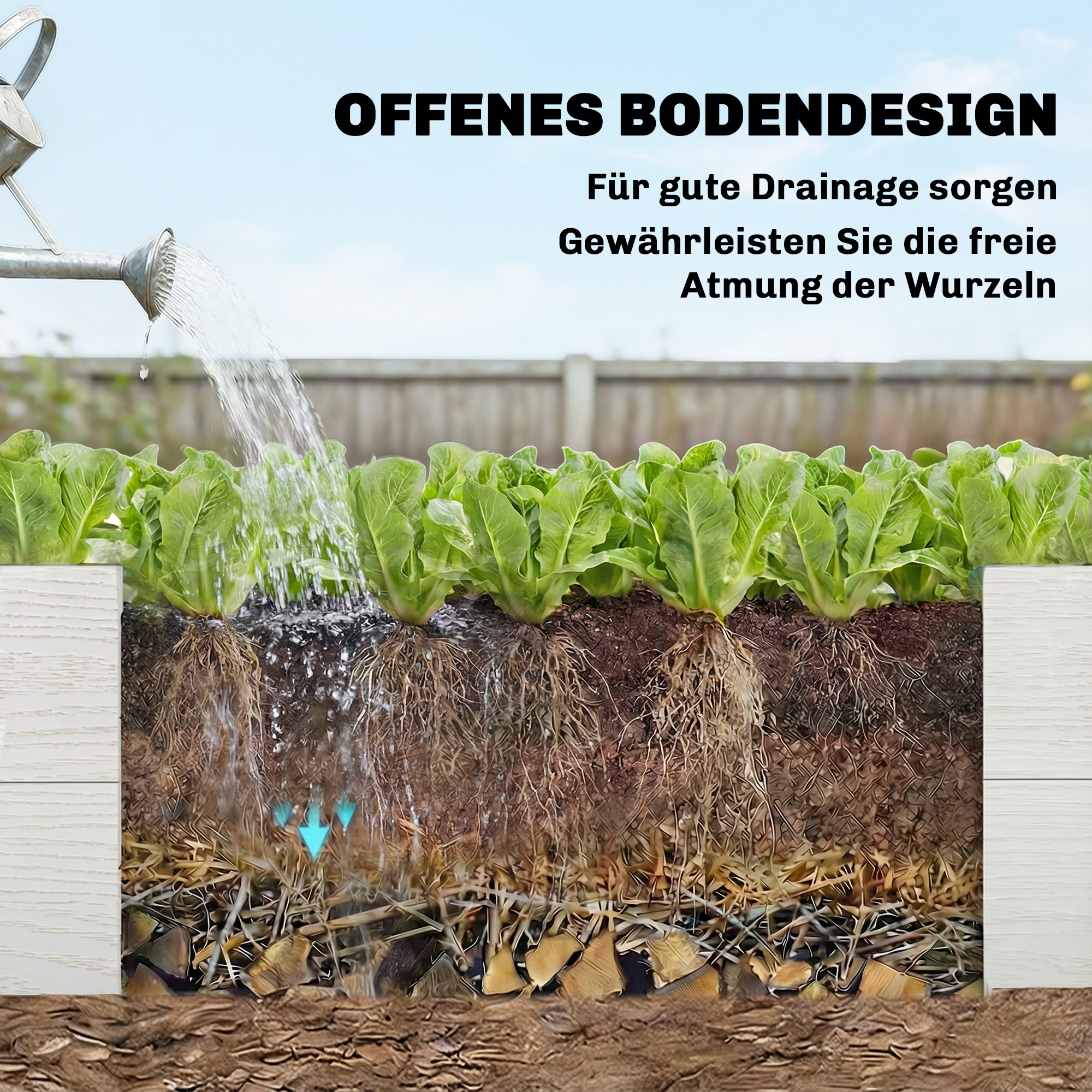 Hochbeet Kunststoff, Steckbar Pflanzbeet mit DIY-Montage Frühbeet 197 x 54 x 33 cm Weiß