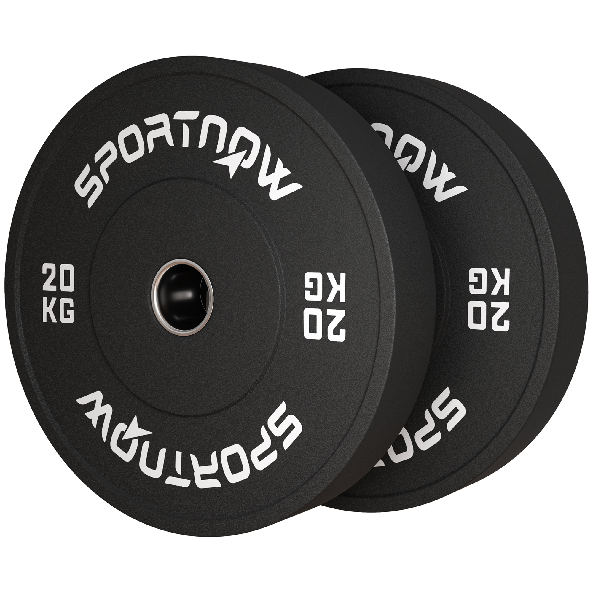 Hantelscheiben-Set, 2 x 20 kg, olympischer Standard, Gummi, geräuscharm, Schwarz