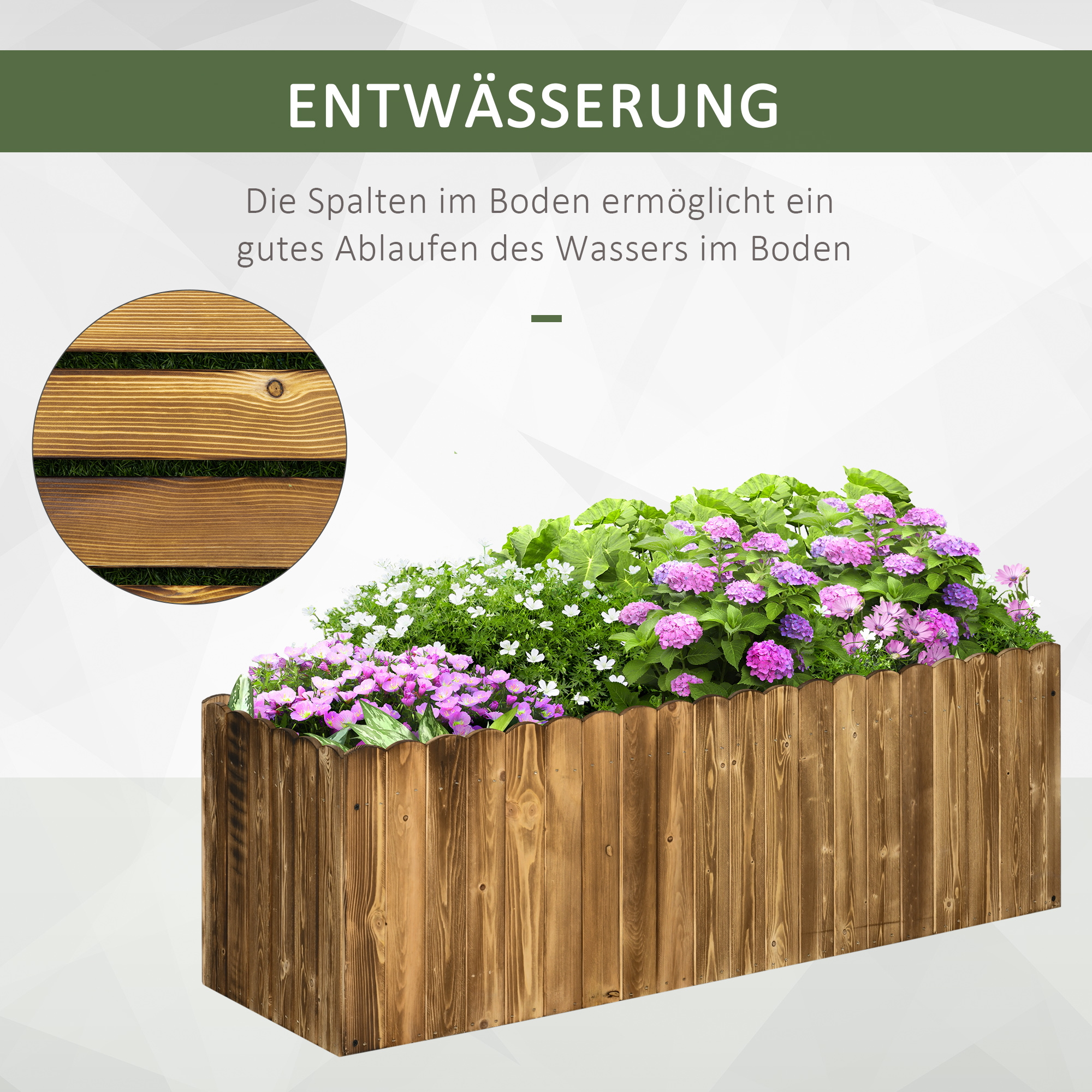 Hochbeet Pflanzkasten Kräuterbeet Pflanzbeet Gemüse Blumenbeet Blumenkasten Tannenholz 120 x 40 x 40 cm