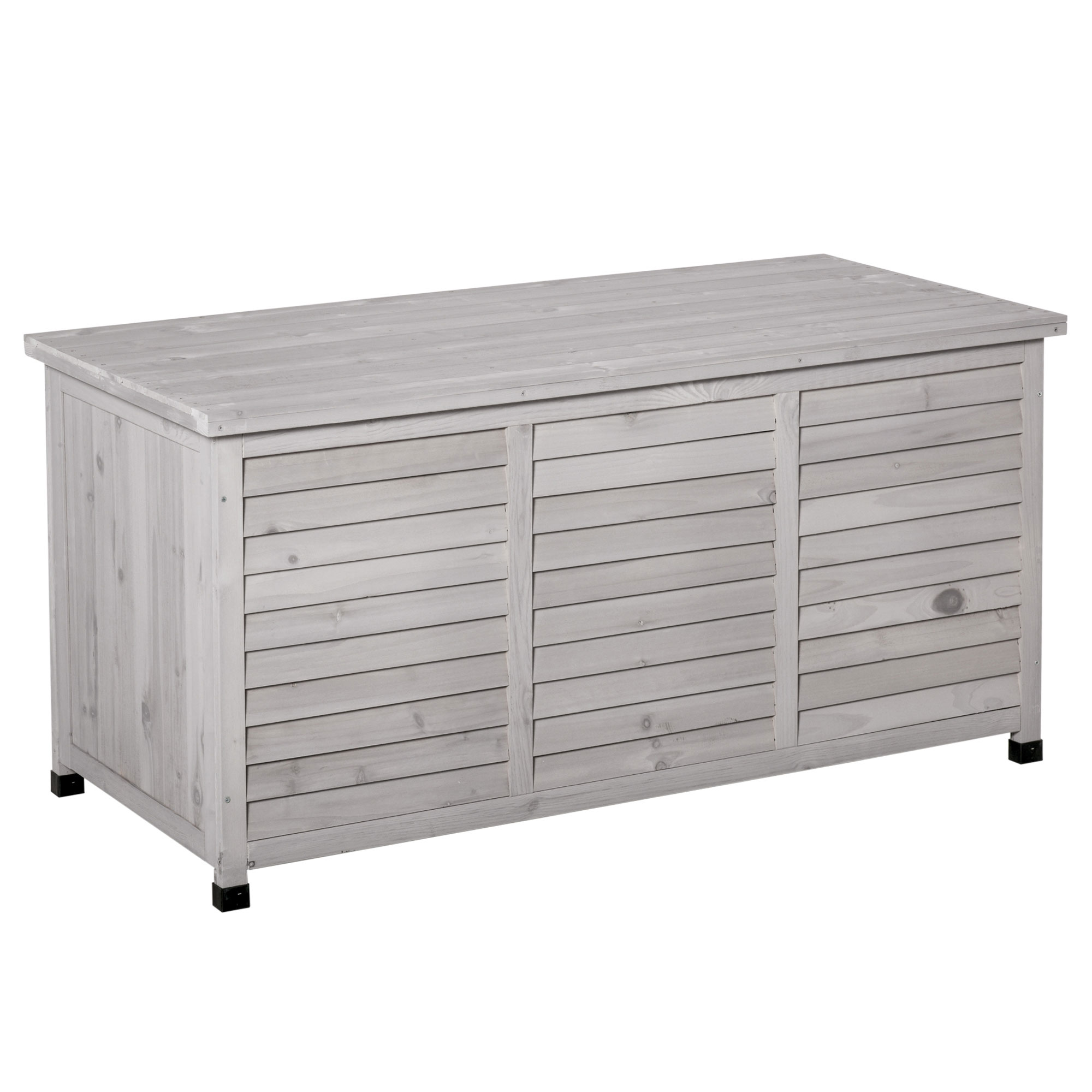 Gartenbox, wetterbeständig, luftdurchlässig, Kissenbox, Aufbewahrungsbox, Fichtenholz, grau, 127 x 56 x 60 cm Gartenbox, wetterbeständig, luftdurchlässig, Kissenbox, Aufbewahrungsbox, Fichtenholz, grau, 127 x 56 x 60 cm