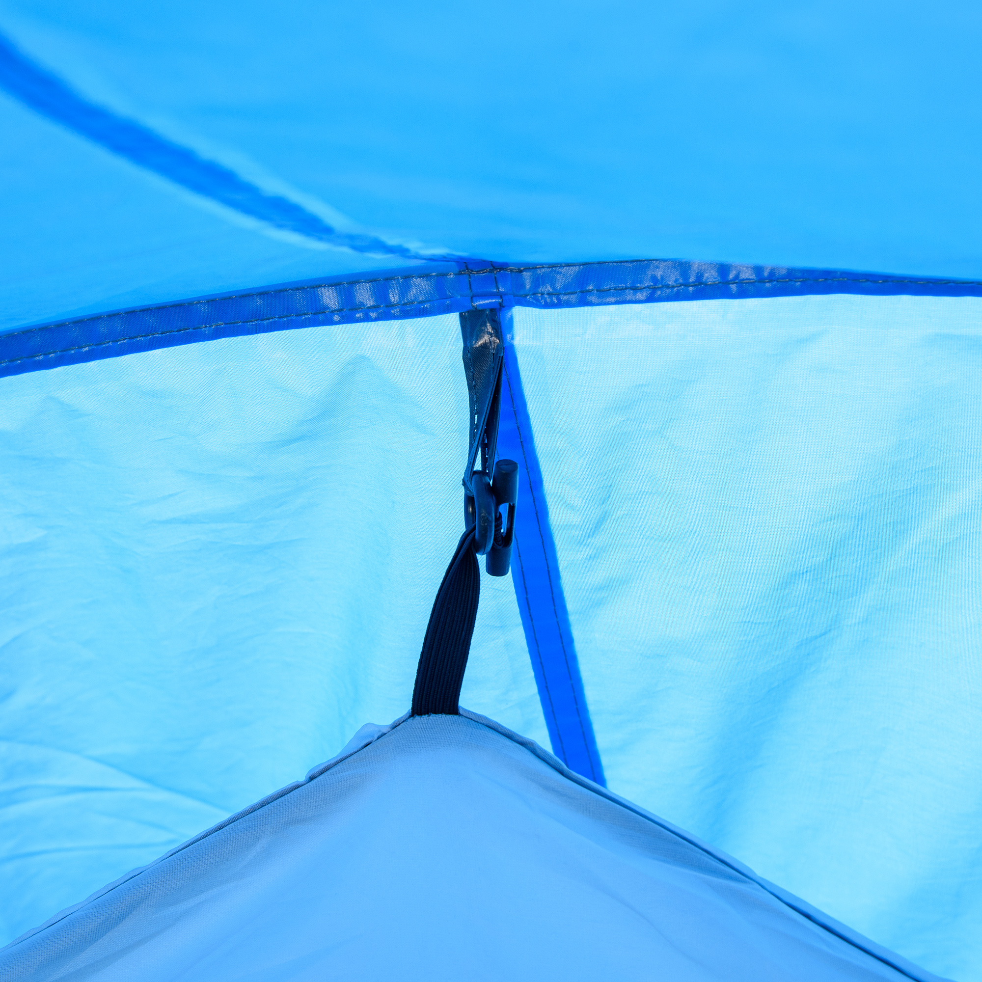 Campingzelt, Wurfzelt für 2-3 Personen, Vorraum & Schlafbereich, wasserdicht, 426 x 206 x 154 cm, Hellblau