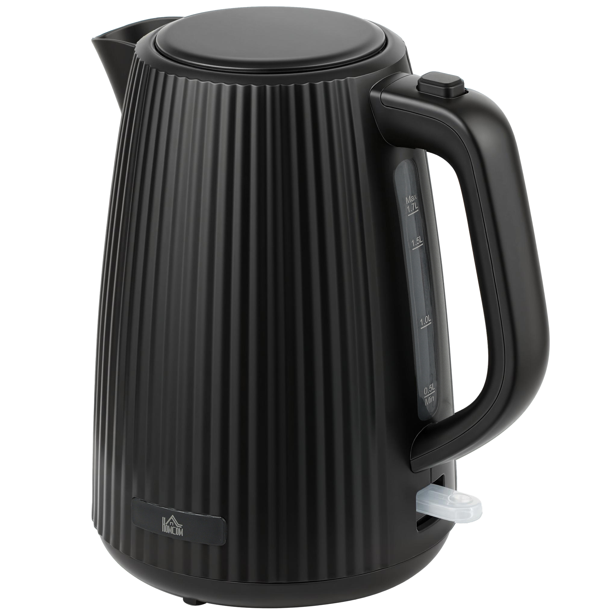 Elektrischer Wasserkocher, 1,7L, Schnellkochfunktion, 2200W, mit herausnehmbarem Kalkfilter, Abschaltautomatik, Schwarz