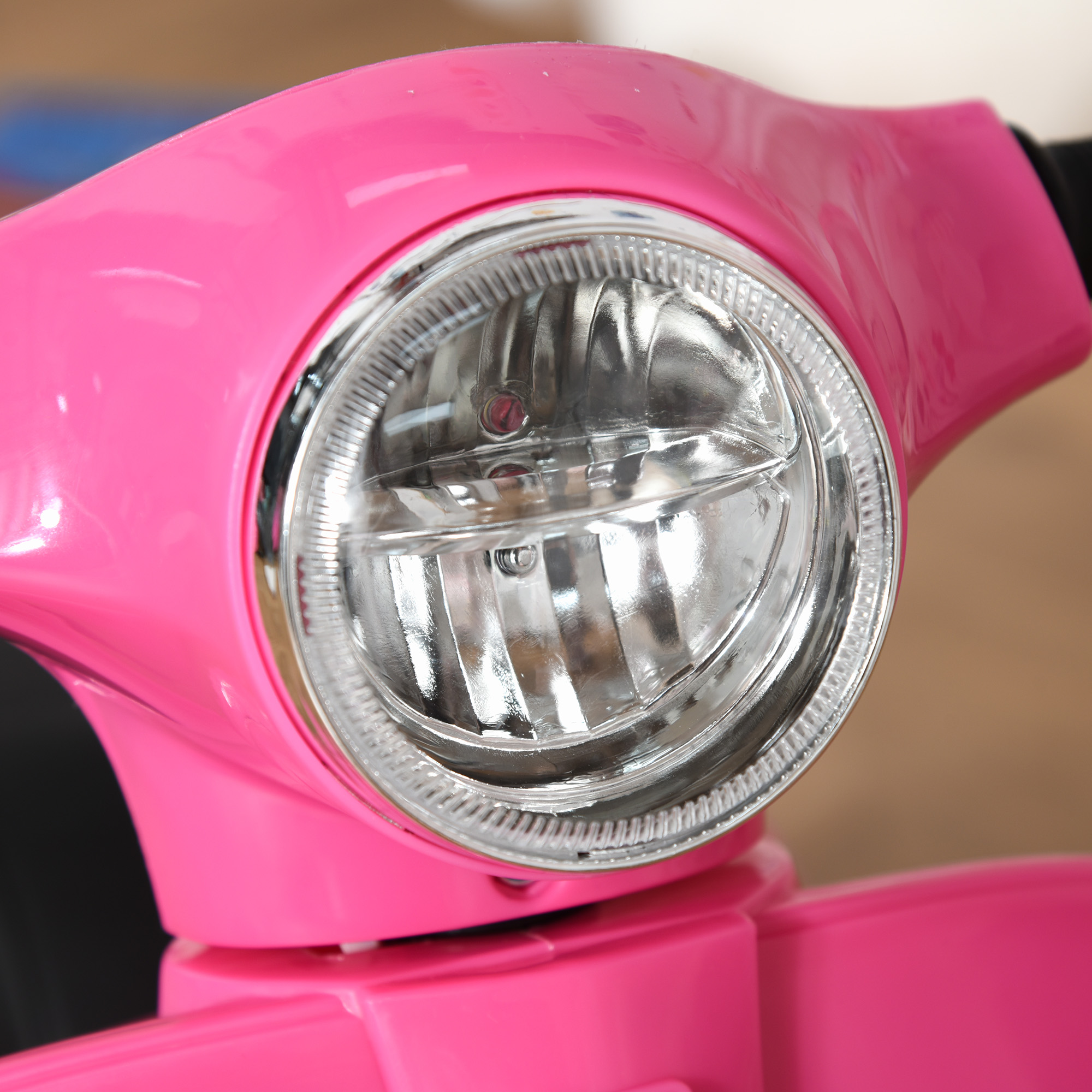 Elektro Motorrad Kinder 6V Elektromotorrad mit Stützrädern, Scheinwerfer, Hupe 3km/h für 1,5-3 Jahren, Rosa