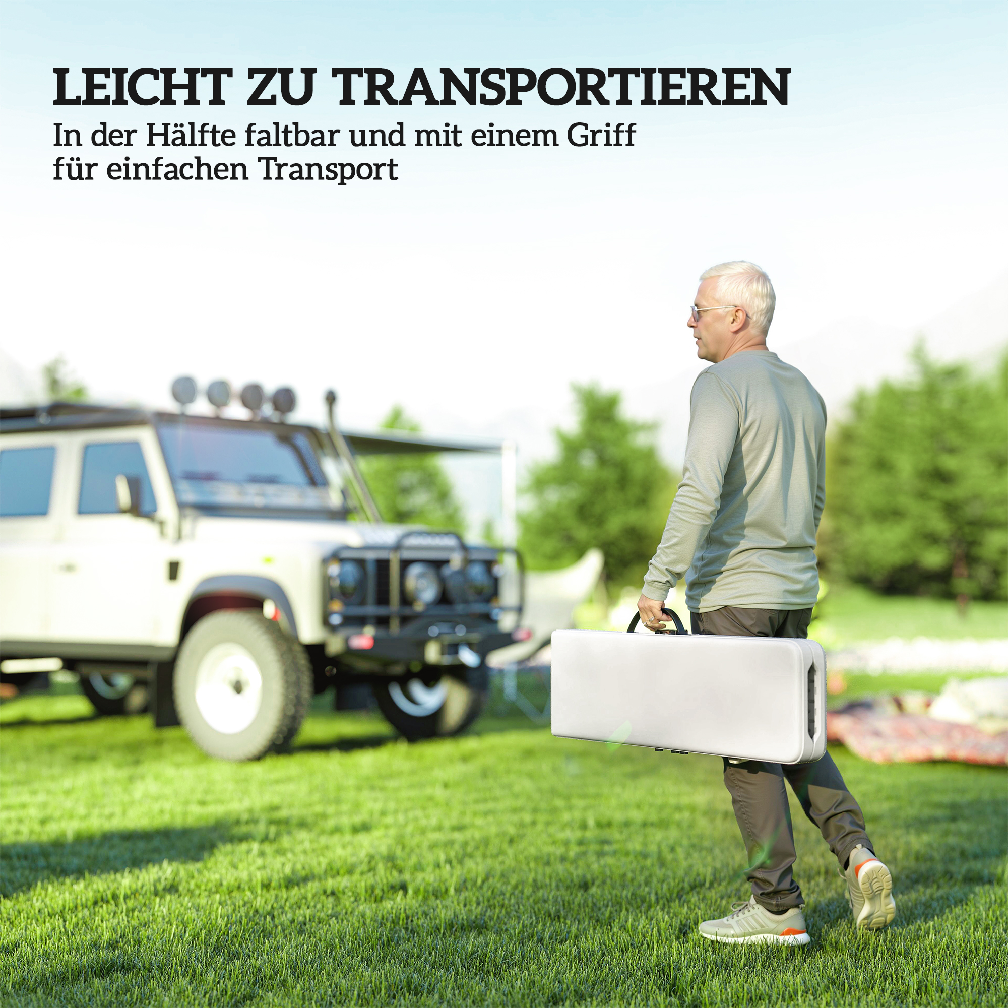 Campingbank, Kunststoff-Outdoor-Bank, 240 kg Belastbarkeit, Weiß