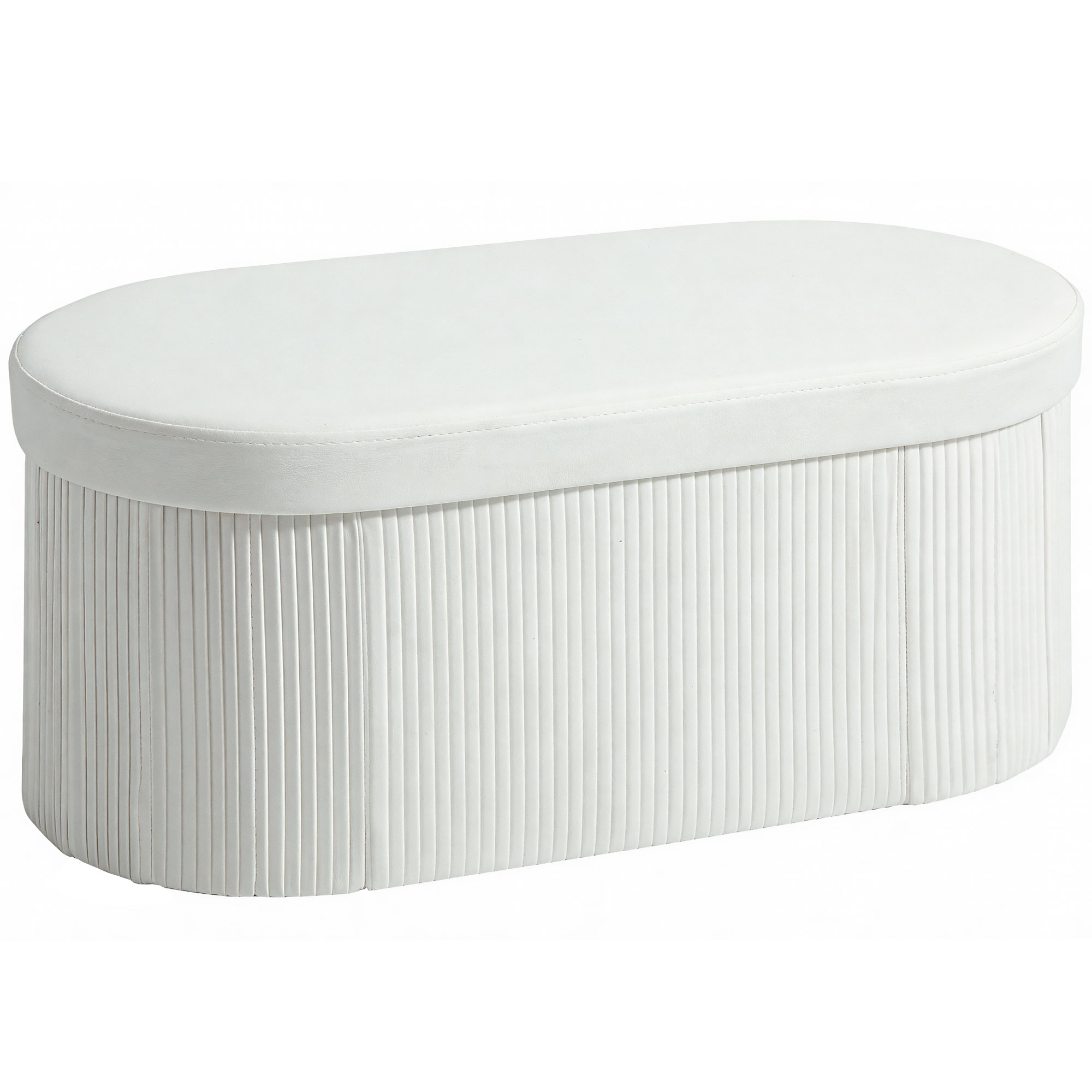 Sitzbank mit Stauraum Klappbar Polsterbank mit Samt-Optik für Wohnzimmer 76 x 38 x 35 cm Creme