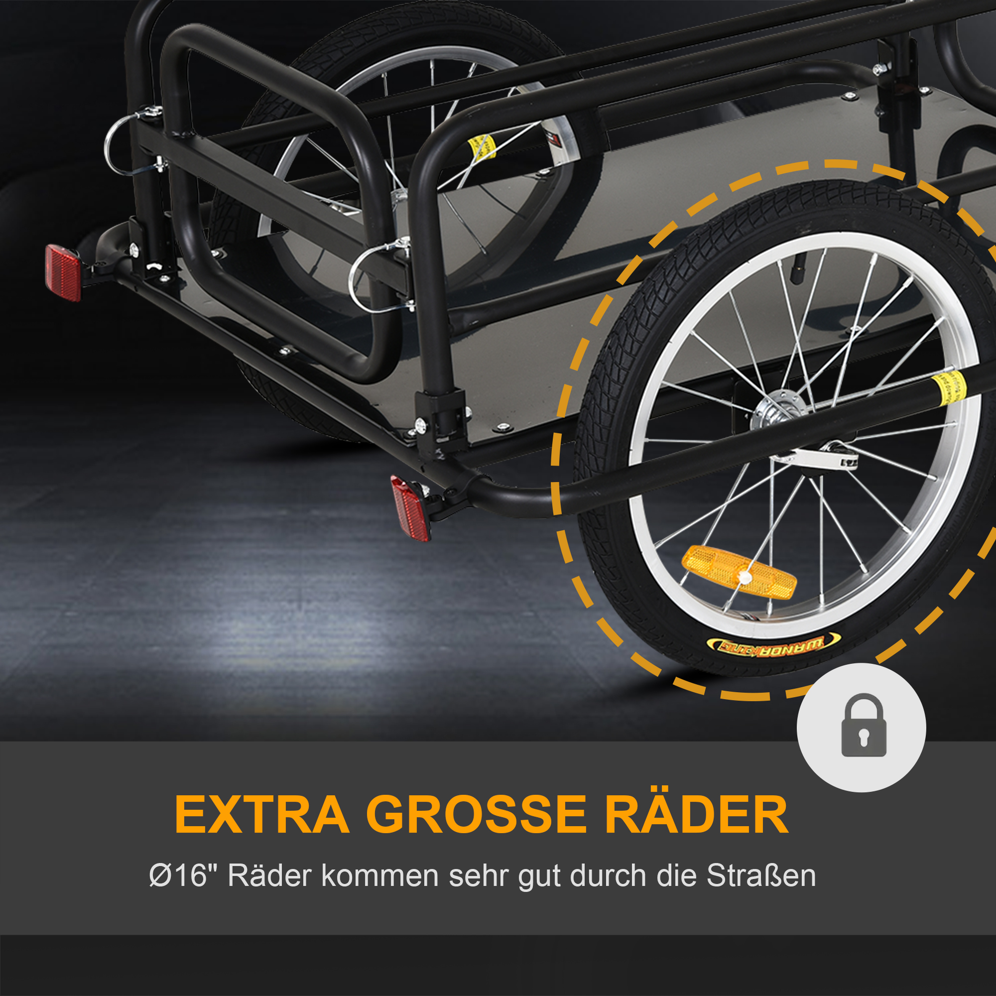 Fahrradanhänger Lastenanhänger für Fahrrad 40 kg Belastbarkeit Transportanhänger Handwagen Kupplung Stahl Schwarz 139 x 71,5 x 49 cm