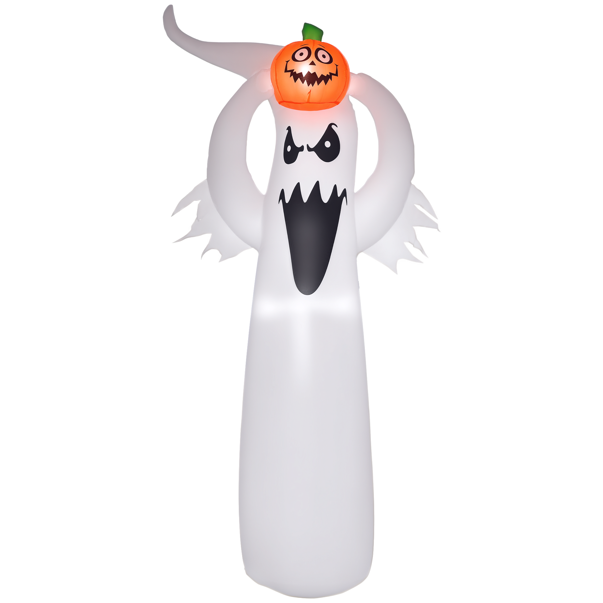 Halloween aufblasbares Gespenst 1,8 m Dekoration mit LEDs Weiß + Orange Polyester 80 x 40 x 180 cm Halloween aufblasbares Gespenst 1,8 m Dekoration mit LEDs Weiß + Orange Polyester 80 x 40 x 180 cm
