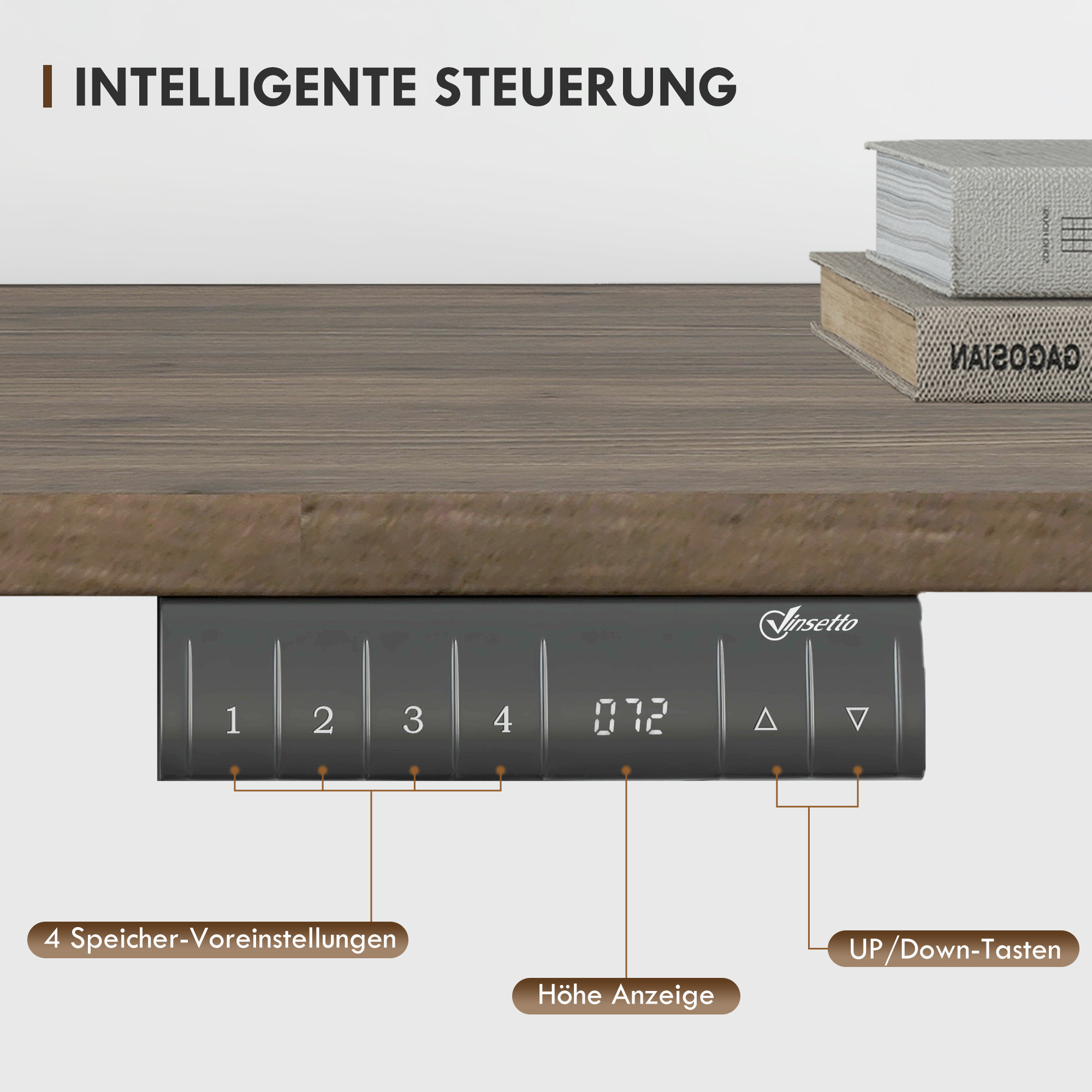 höhenverstellbarer Schreibtisch Elektrisch 140 x 70 cm Computertisch mit 4 Memory-Steuerung, 4 tlg. Tischplatte, Steh-Sitz Tisch mit Anti-Kollision, Überhitzungsschutz Schwarz