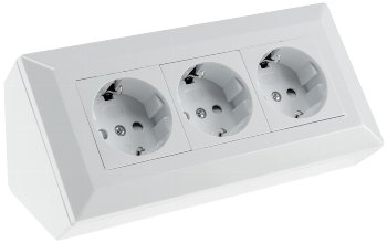 3-fach Steckdosenblock, weiß, 250V~/ 16A, Aufbaumontage 3-fach Steckdosenblock, weiß, 250V~/ 16A, Aufbaumontage