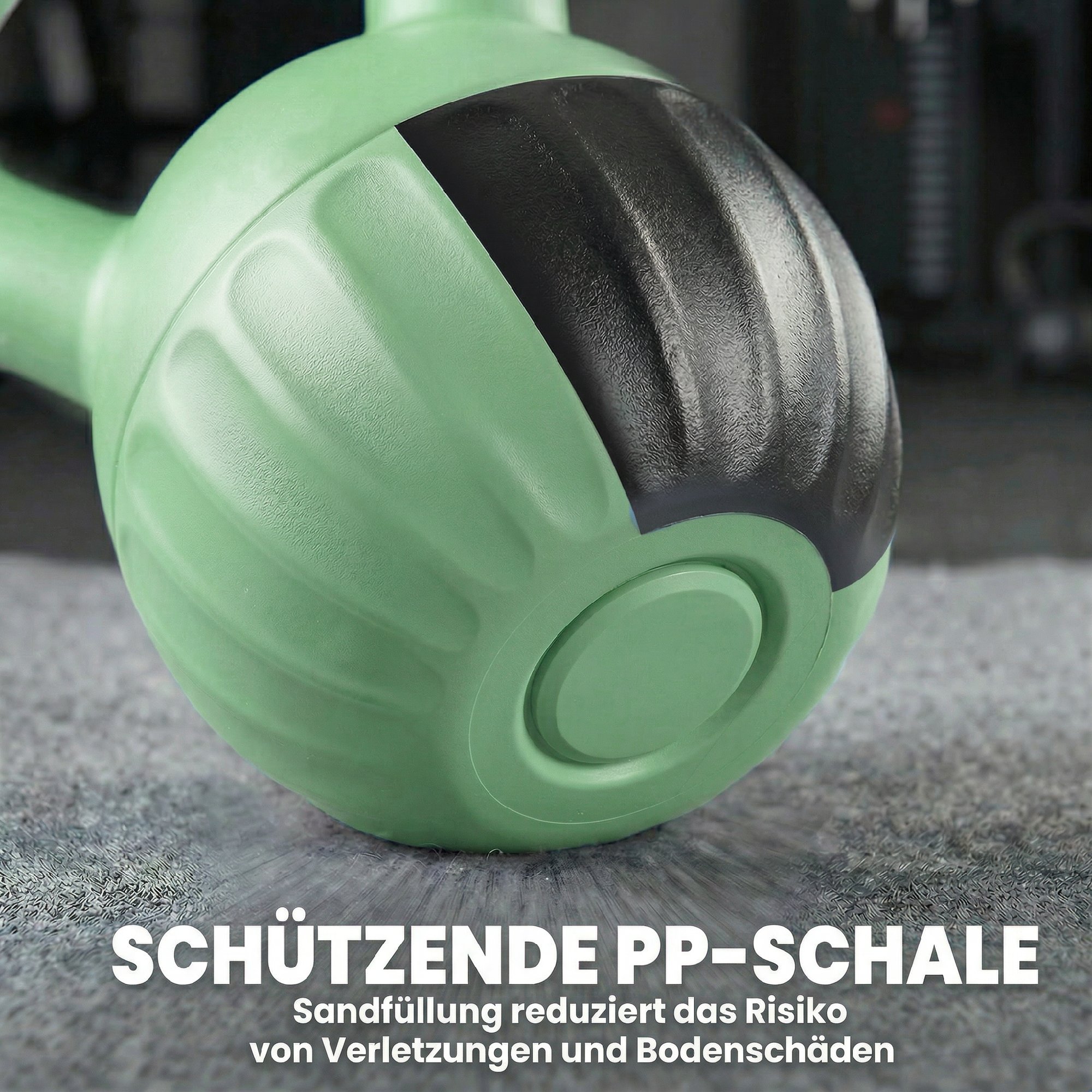 Kettlebell Kugelhantel 6 kg Gewicht-Hantel mit Sand befüllt für Anfänger Zuhause Krafttraining 17 x 17 x 23 cm Grün