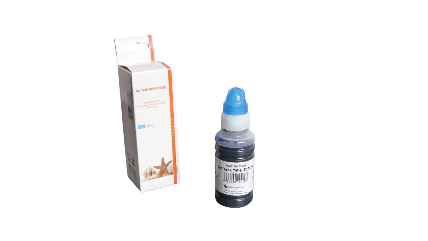 T6732C Eco Tank Nachfüllflasche Cyan für Epson / T6732C / 70ml T6732C Eco Tank Nachfüllflasche Cyan für Epson / T6732C / 70ml