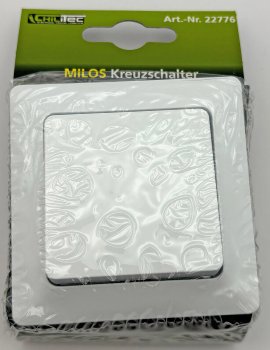 MILOS Kreuzschalter weiß matt / 250V~/ 10A, inkl. Rahmen, UP