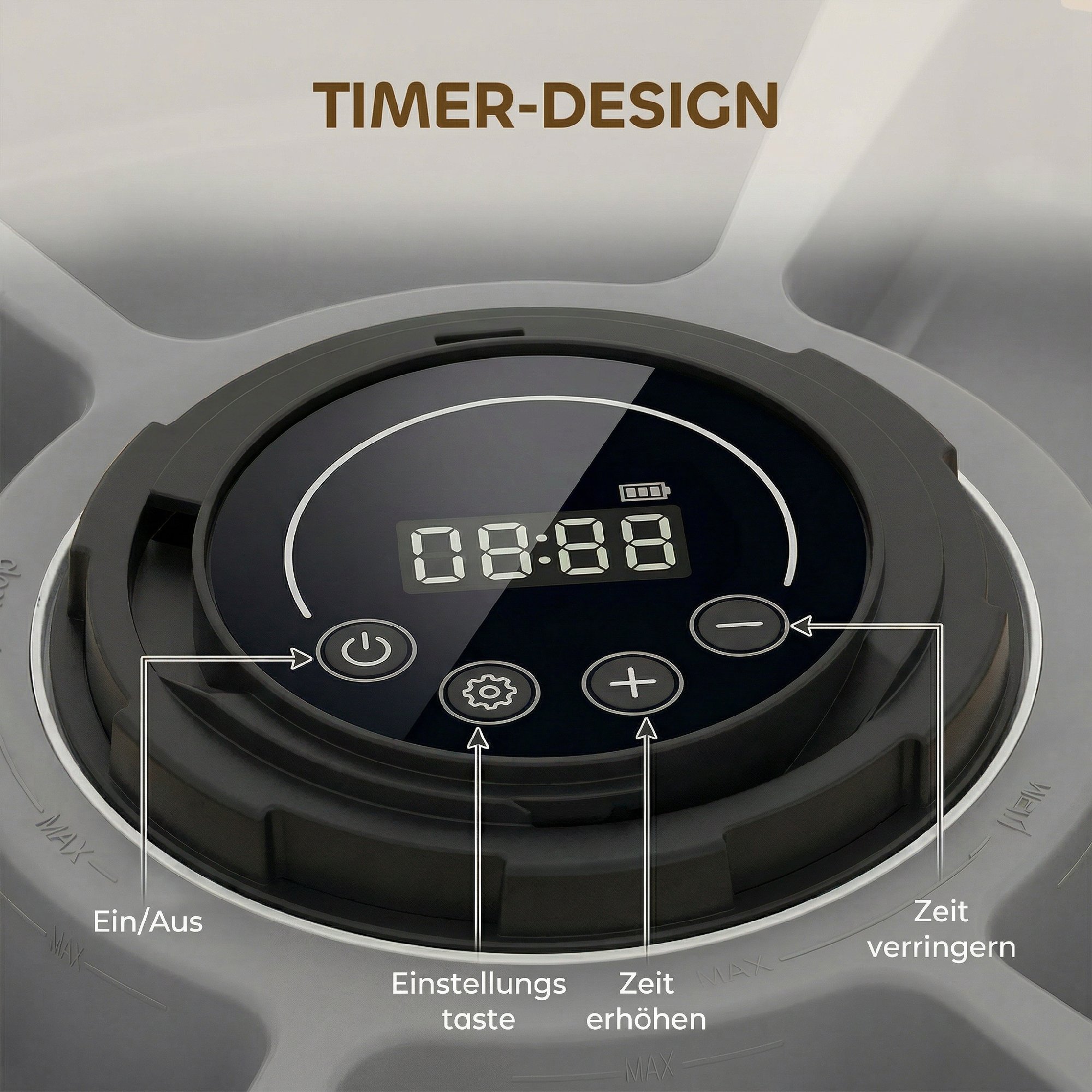 Futterautomat, automatischer kabelloser Futterspender mit Timer bis zu 6 Mahlzeiten, LED-Display, Kühlakku Grau