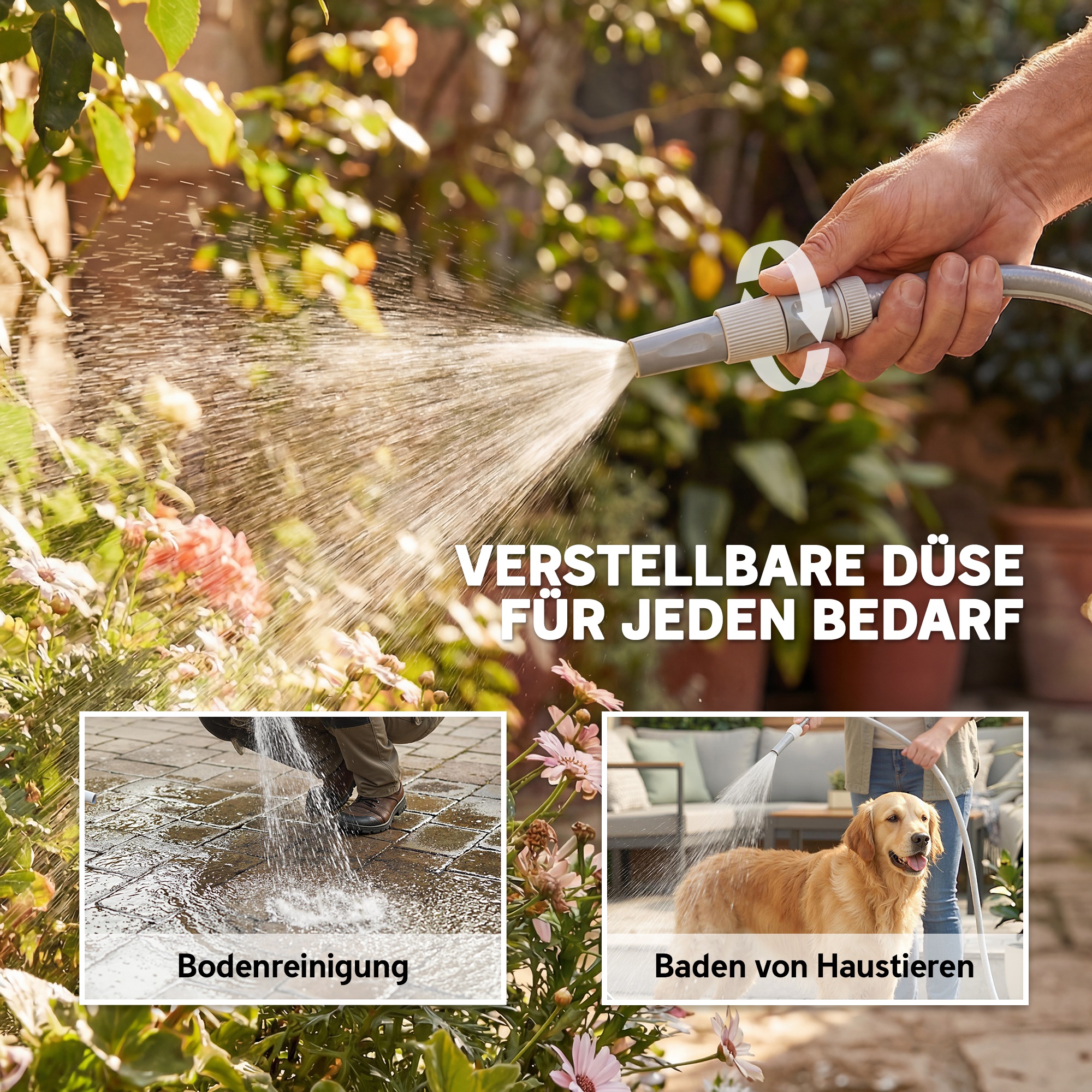 Schlauchtrommel mit Gartenschlauch 30 m, 180° schwenkbar Schlauchbox mit automatische Aufrollung Selbstverriegelung