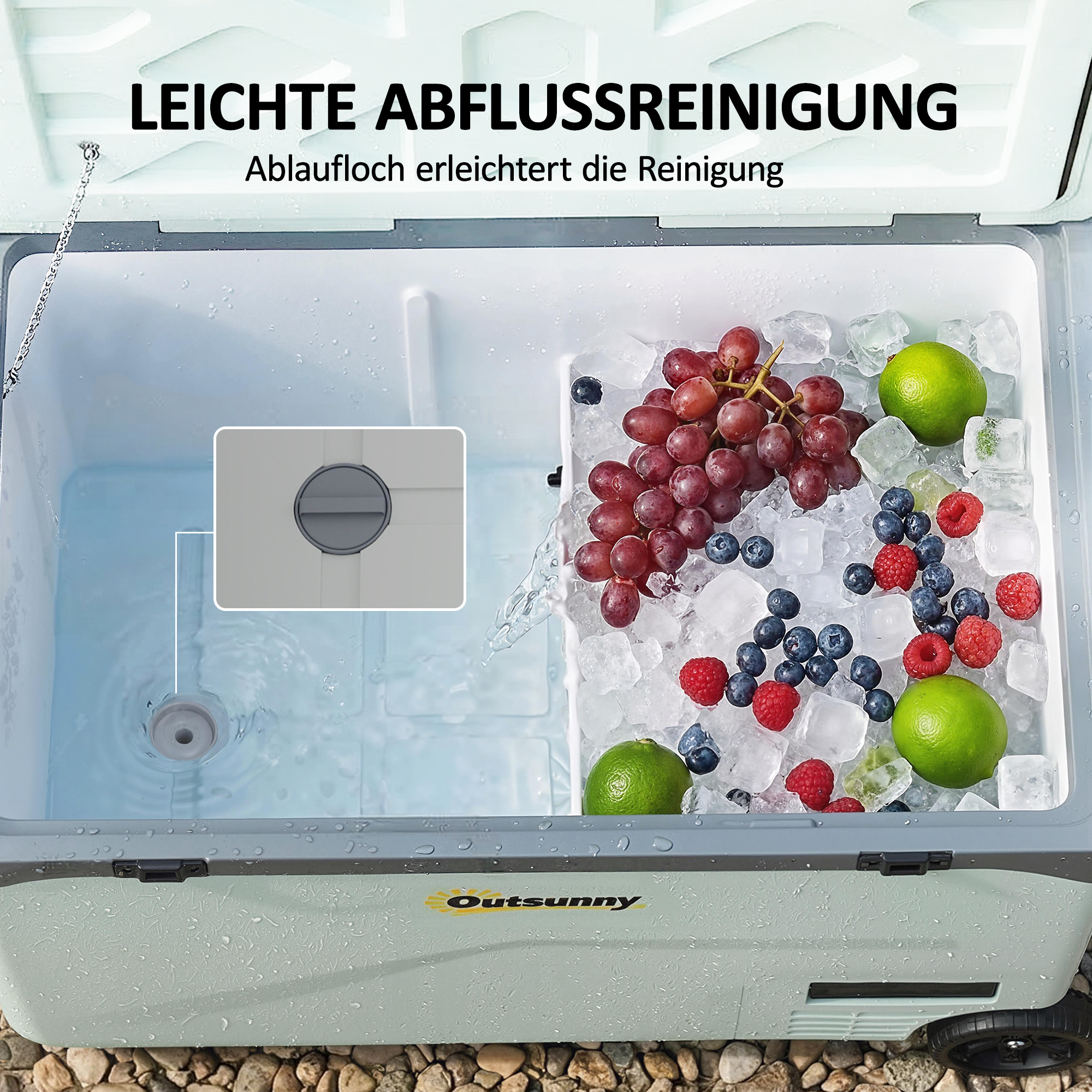 42,5 Liter Kompressor Kühlbox leise elektrisch Mini Kühlschrank bis -20℃ Kühlbox mit Bluetooth Rolle Griff Handyhalter
