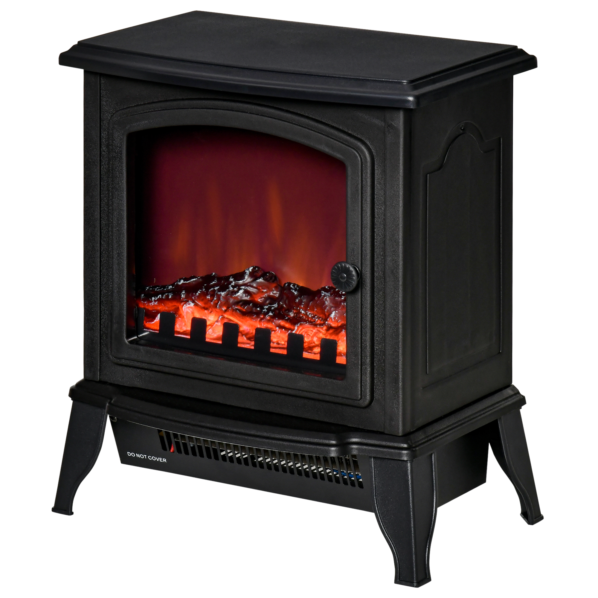 Elektrokamin freistehend, Flammeneffekt, 2 Heizmodi 1000W/2000W, gehärtetes Glas, Schwarz, 36,5x24x45,5 cm Elektrokamin freistehend, Flammeneffekt, 2 Heizmodi 1000W/2000W, gehärtetes Glas, Schwarz, 36,5x24x45,5 cm