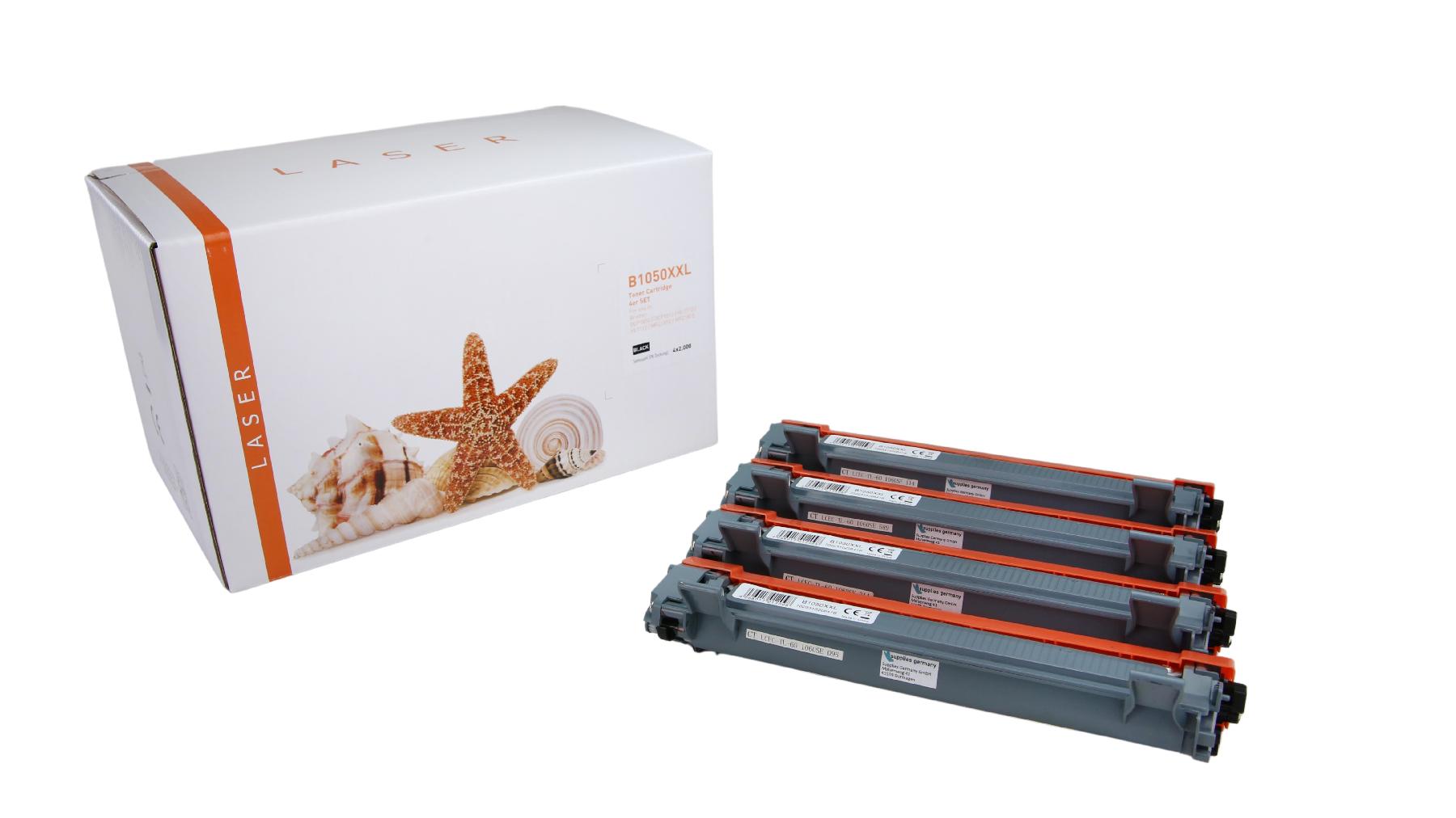 4er Set TN1050XXL alternativ Toner black für Brother / TN1050XXL / 4x2.000 Seiten 4er Set TN1050XXL alternativ Toner black für Brother / TN1050XXL / 4x2.000 Seiten