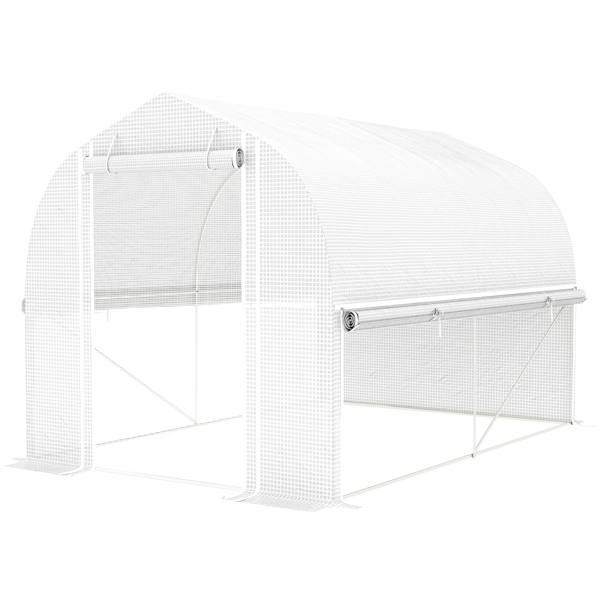 3 x 2 x 2 m Polytunnel-Gewächshaus mit aufrollbaren Seitenwänden, UV-beständiger Kunststoff-Plane und Stahlrahmen, Weiß 3 x 2 x 2 m Polytunnel-Gewächshaus mit aufrollbaren Seitenwänden, UV-beständiger Kunststoff-Plane und Stahlrahmen, Weiß