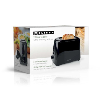 Toaster | 2 Schlitze | 700 W | 6 Bräunungsstufen | Herausnehmbares Krümelfach | Abbruchfunktion | schwarz