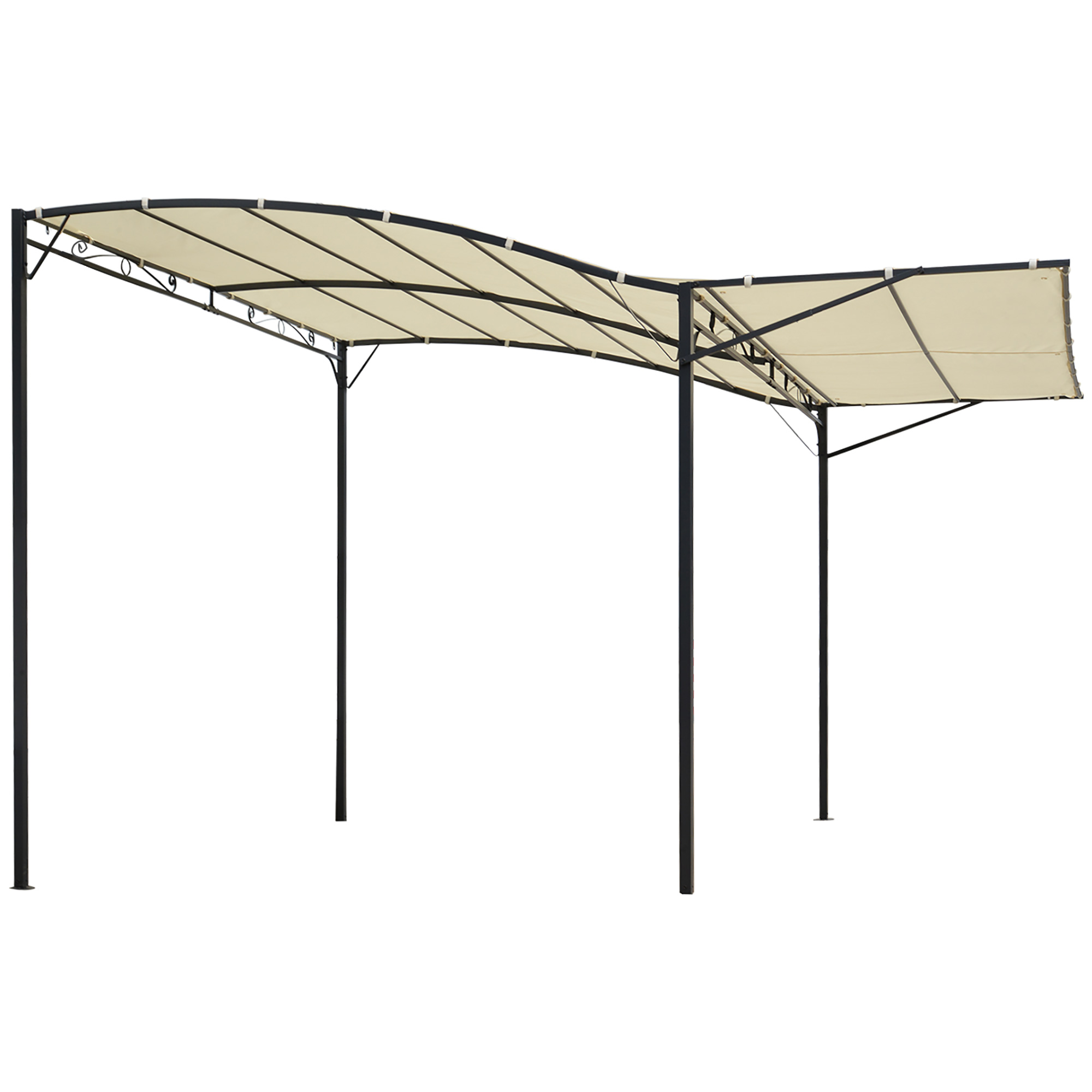 Pavillon mit klappbarer Dacherweiterung wetterfest 3 x 2,5 m Cremeweiß
