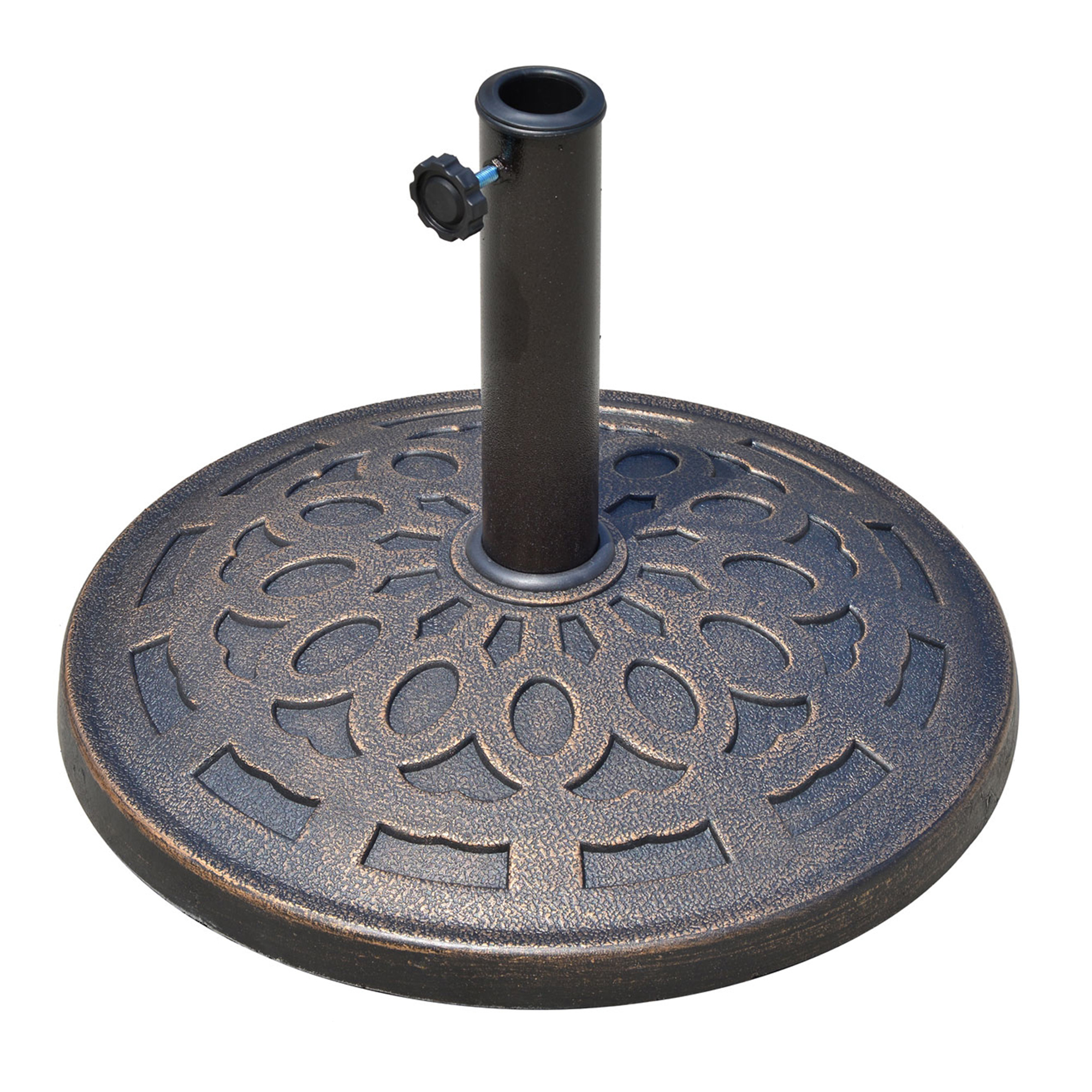 Sonnenschirmständer aus Harz 14kg Schirmständer Griffe, Rund Schirmhalter, Schirmgewicht für Sonnenschirm 38mm/48mm Rohrdurchmesser, für Balkon, Terasse, Garten, Bronze