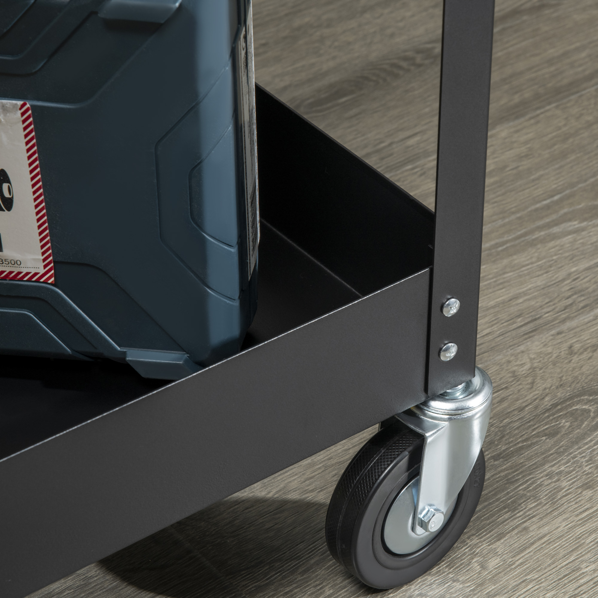 Werkstattwagen, 2 Etagen, Schubkarre, 4 Rollen, Stahl, bis 150 kg, 84,5 x 38 x 84 cm, Schwarz