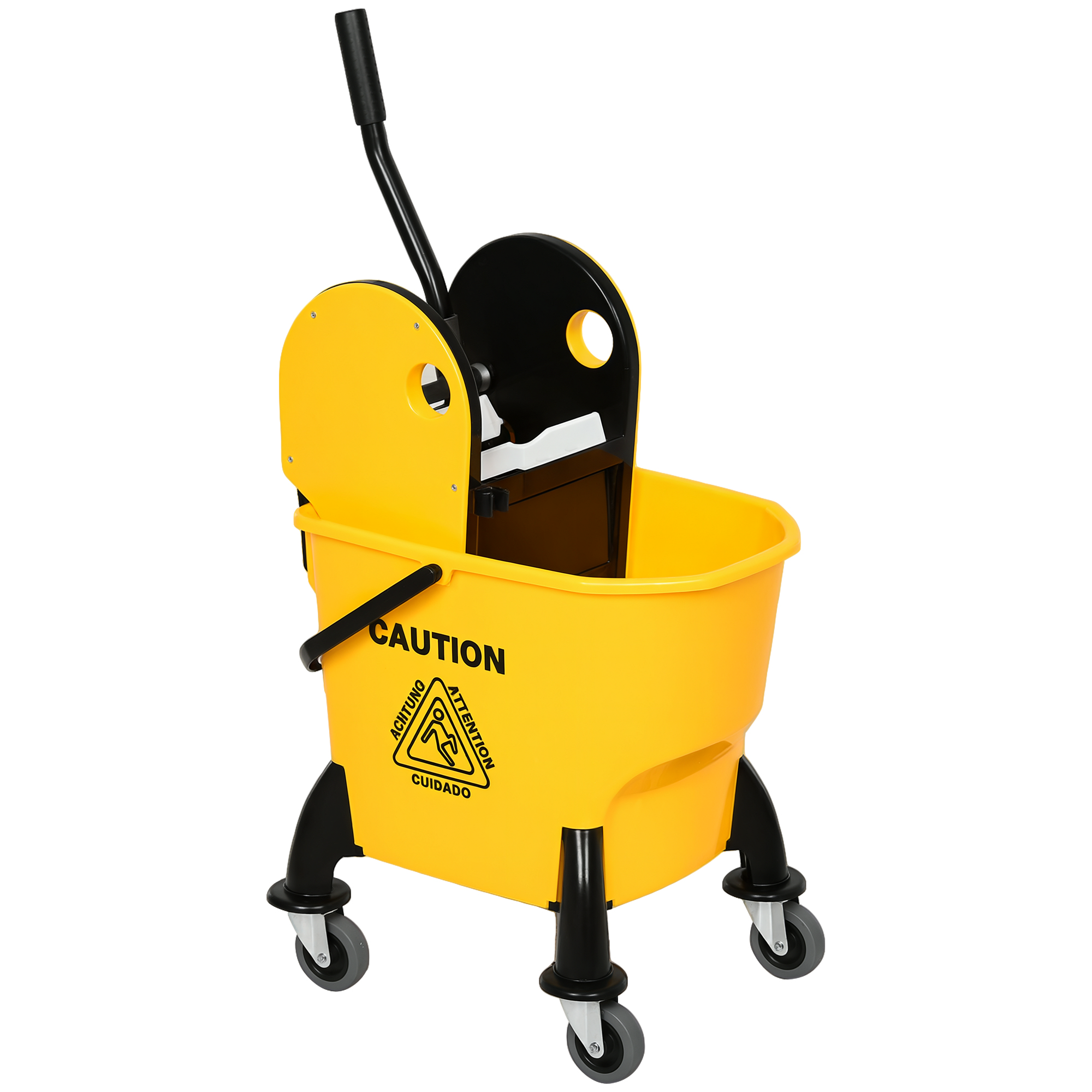 Reinigungswagen Fahreimer Putzeimer Wischwagen mit Auswringvorrichtung 26 Liter, Gelb, 44 x 36 x 90 cm Reinigungswagen Fahreimer Putzeimer Wischwagen mit Auswringvorrichtung 26 Liter, Gelb, 44 x 36 x 90 cm