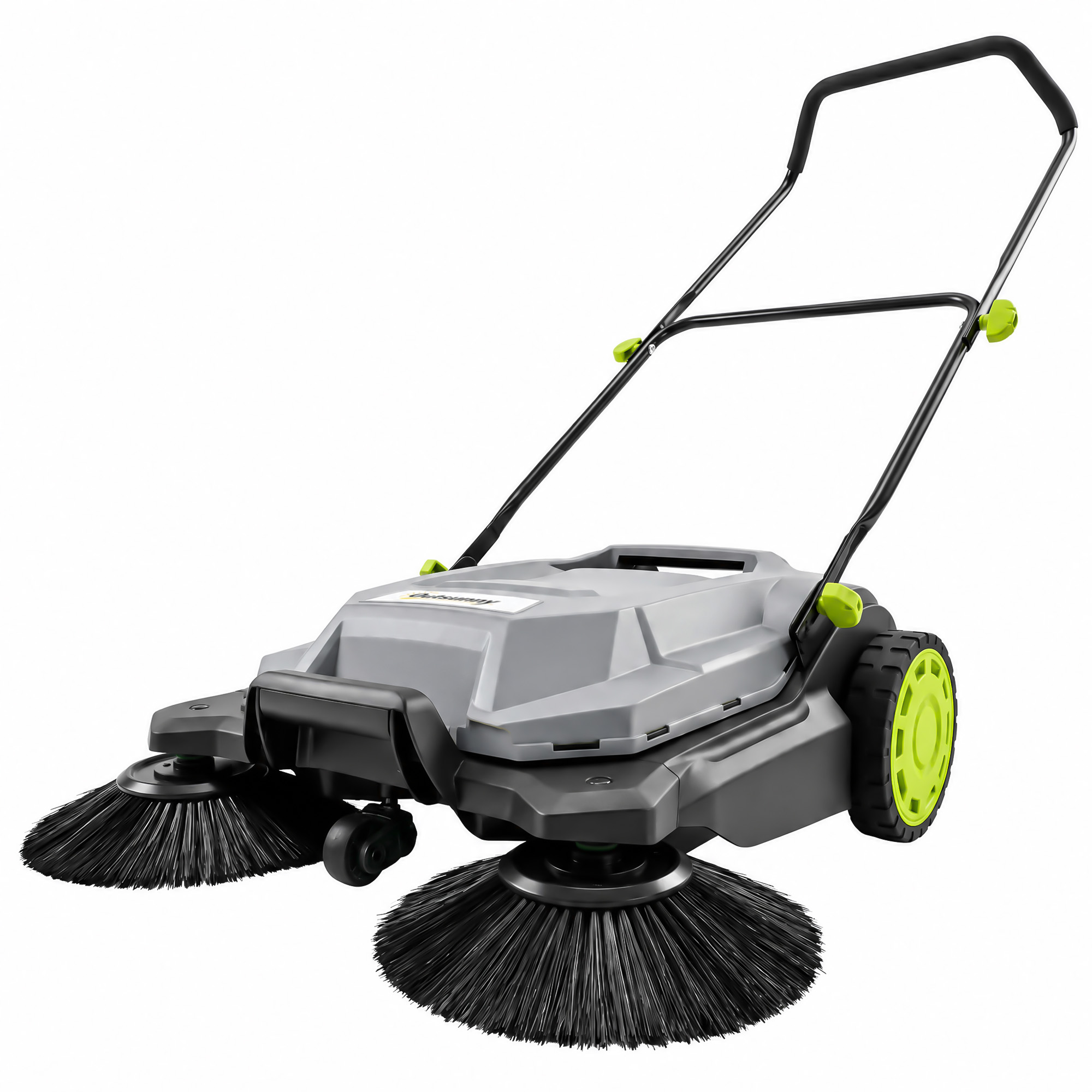 Kehrmaschine manuell mit 68 cm Kehrbreite, 24 L Schmutzbehälter, Höhenverstellbar klappbar Griff 3-Bürsten-Kehrsystem