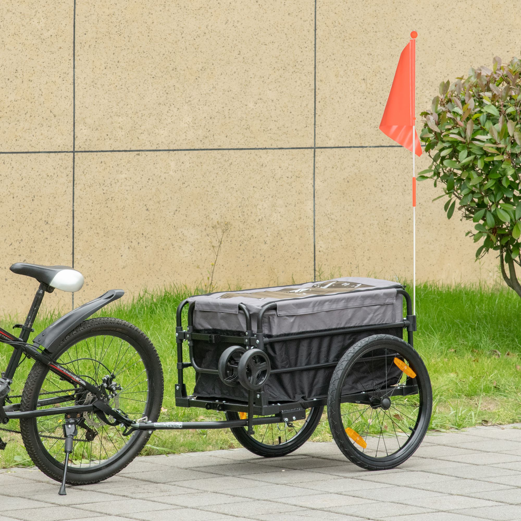 Lastenanhänger Bollerwagen 130 x 64 x 103 cm Stahl Schwarz+Grau