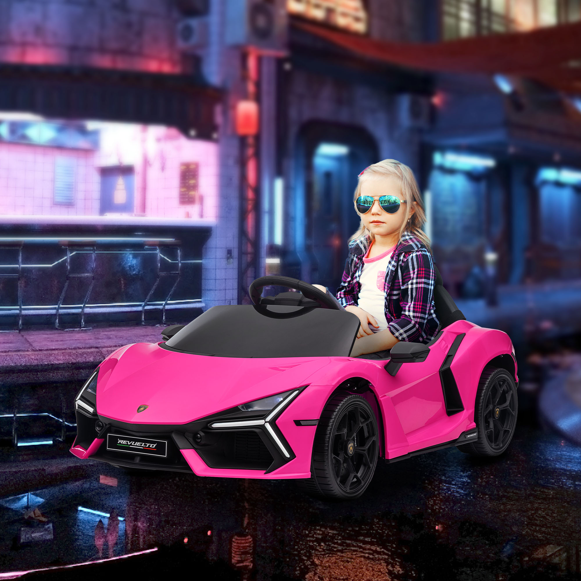Elektroauto für Kinder von 3-5 Jahren, sanfter Antrieb, fernsteuerbar, mit Hupe, Kunststoff und Metall, Rosa