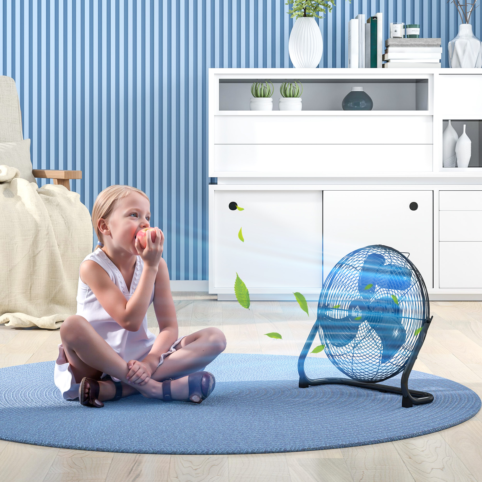 Ventilator für den Schreibtisch, Klimaanlage, 4 Geschwindigkeiten, drehbar, Schwarz