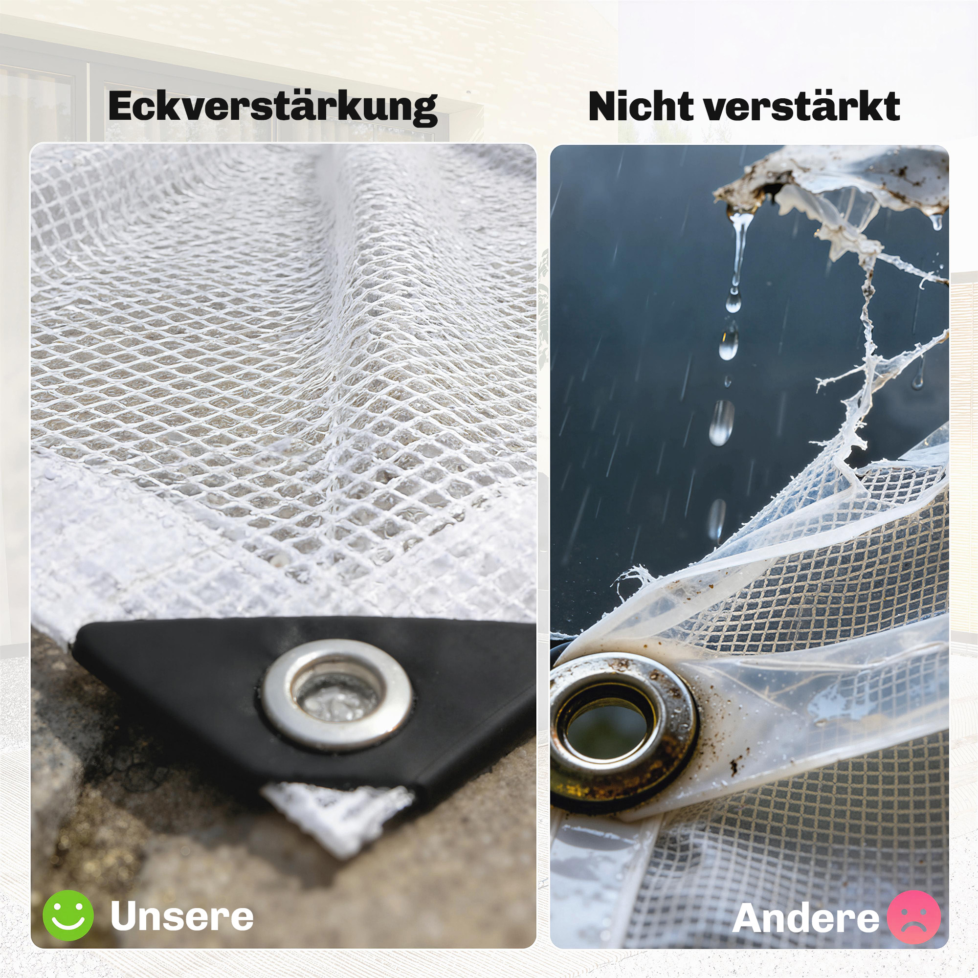 Abdeckplane wasserdicht 4 x 6 m 140g/m² Gewebeplane Robuste Reißfeste UV-stabil Schutzplane mit verstärkten Ösen Weiß