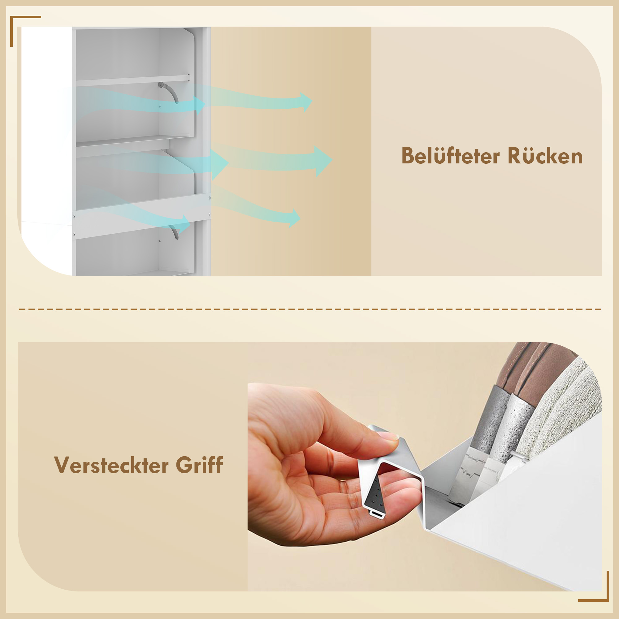 Metall-Schuhschrank mit 3 Klappfächern, schlanker Schuhschrank, wandmontiert, für 6 Paar Schuhe, Weiß